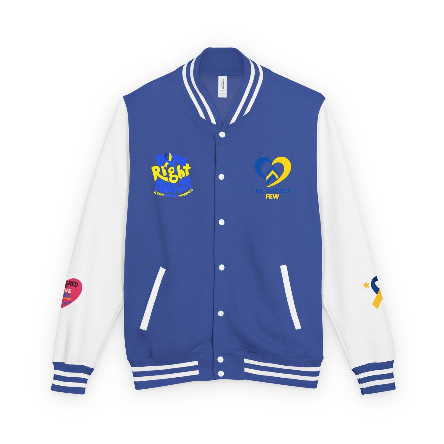 Down Syndrome Awareness - "Love Doesn't Count Chromosomes" - Unisex Heavyweight Letterman Jacket (Various Colors!)