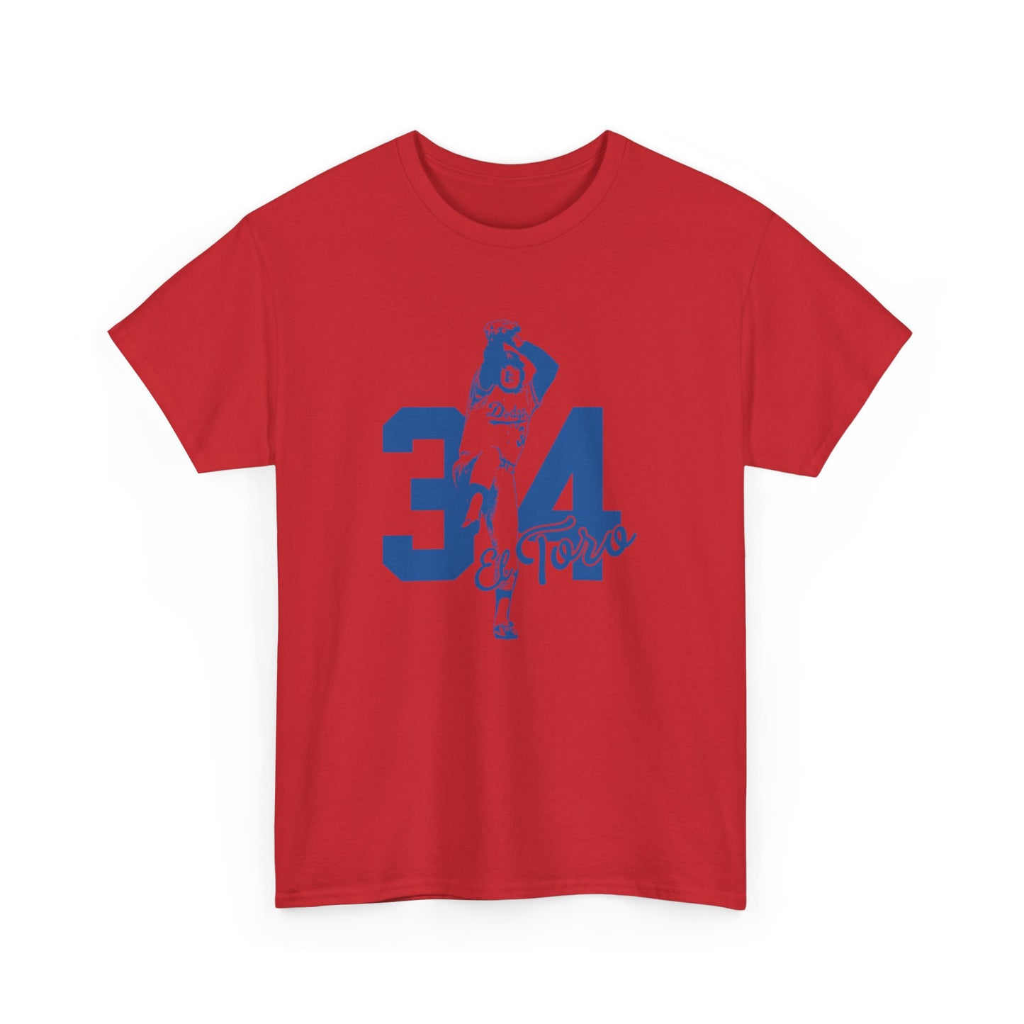 Unisex Fernando Valenzuela Heavy Cotton Tee - El Toro 34 Baseball Graphic Tee - Dodgers