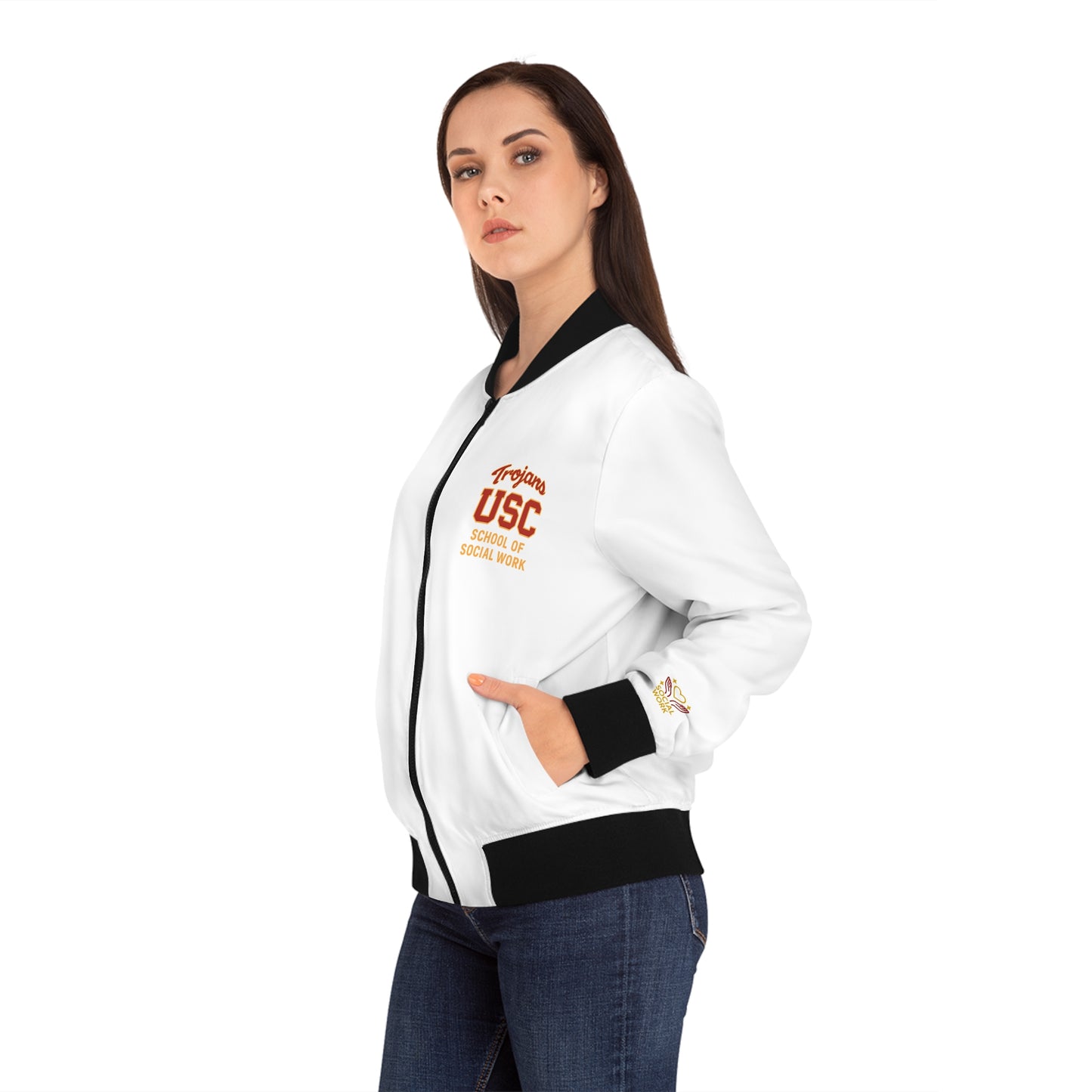 USC Trojans Women's Bomber Jacket - Stylish Social Work Gear