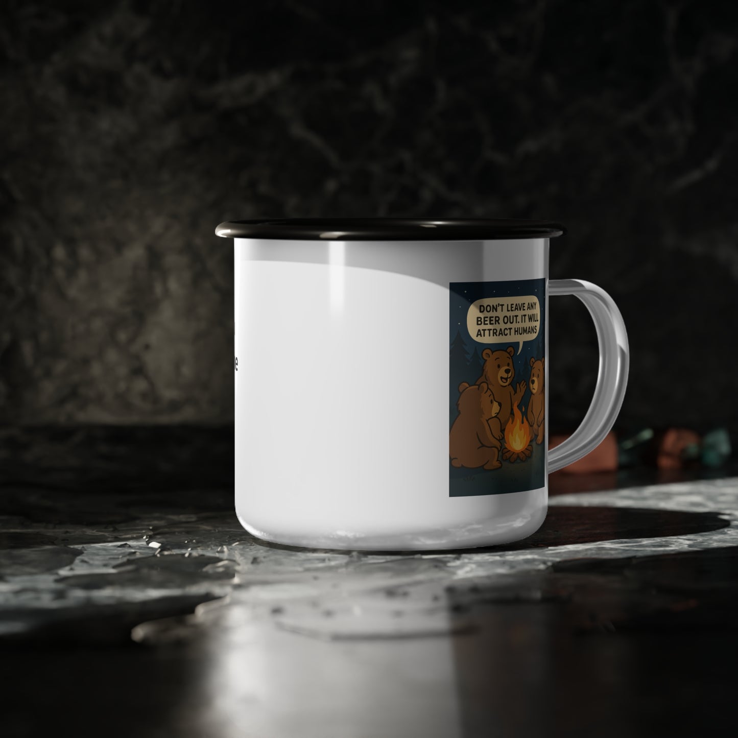 Funny Enamel Camp Coffee Mug - "Camping: Where You Spend a Small Fortune to Live like a Homeless Person"