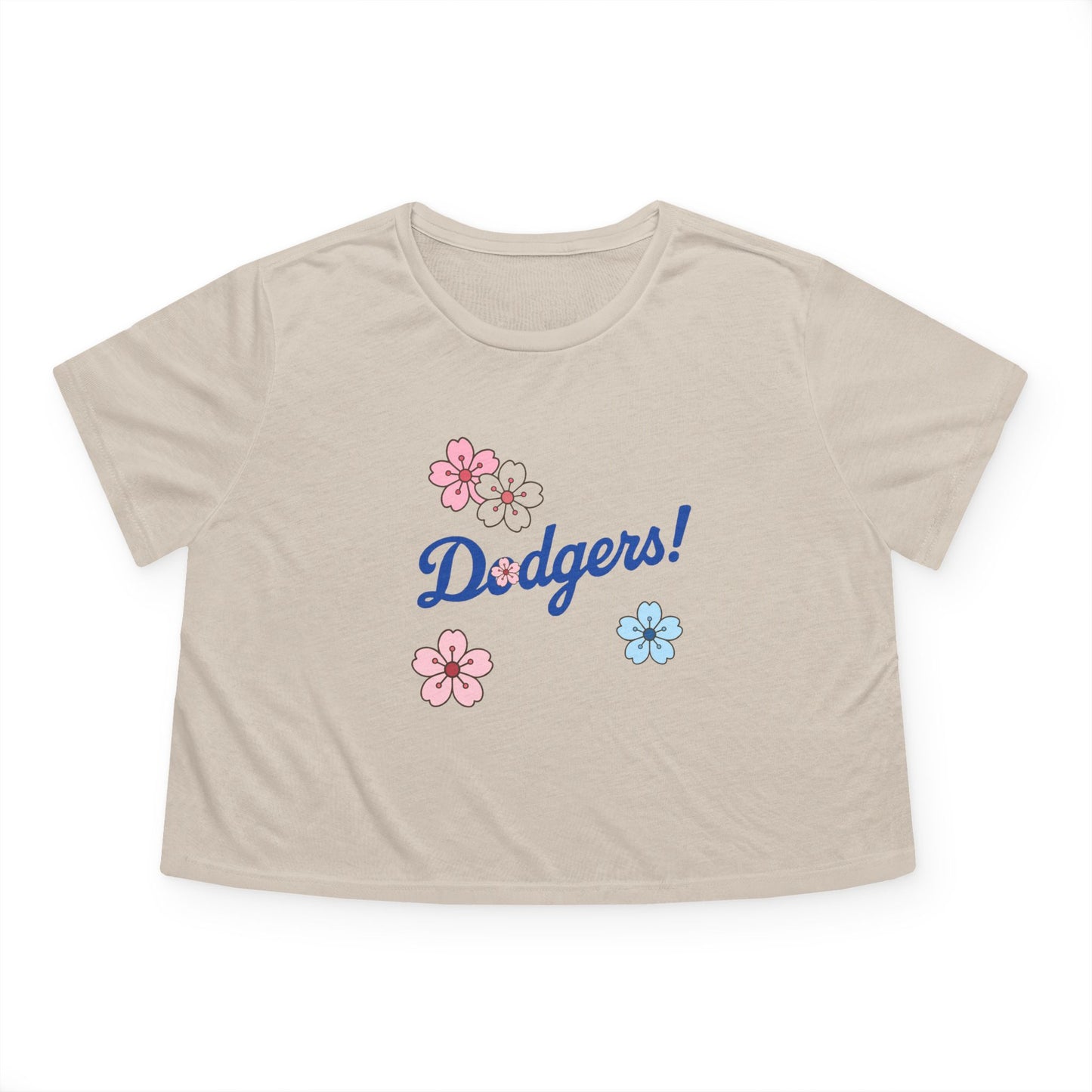 Women's Cherry Blossom Dodgers Cropped Tee - Casual Summer Style