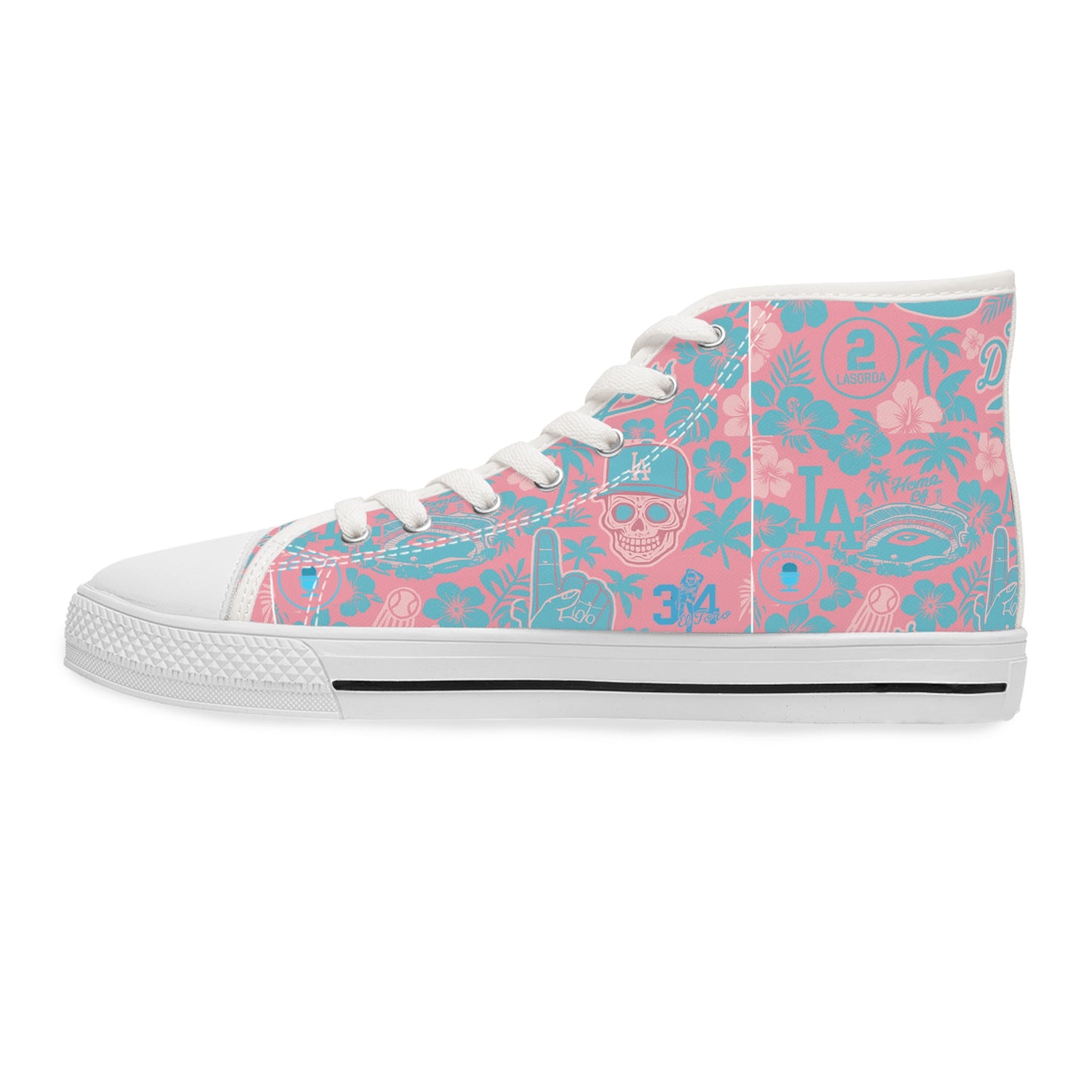 Dodgers Aloha Pink Pattern- Women's High Top Sneakers - Original Design