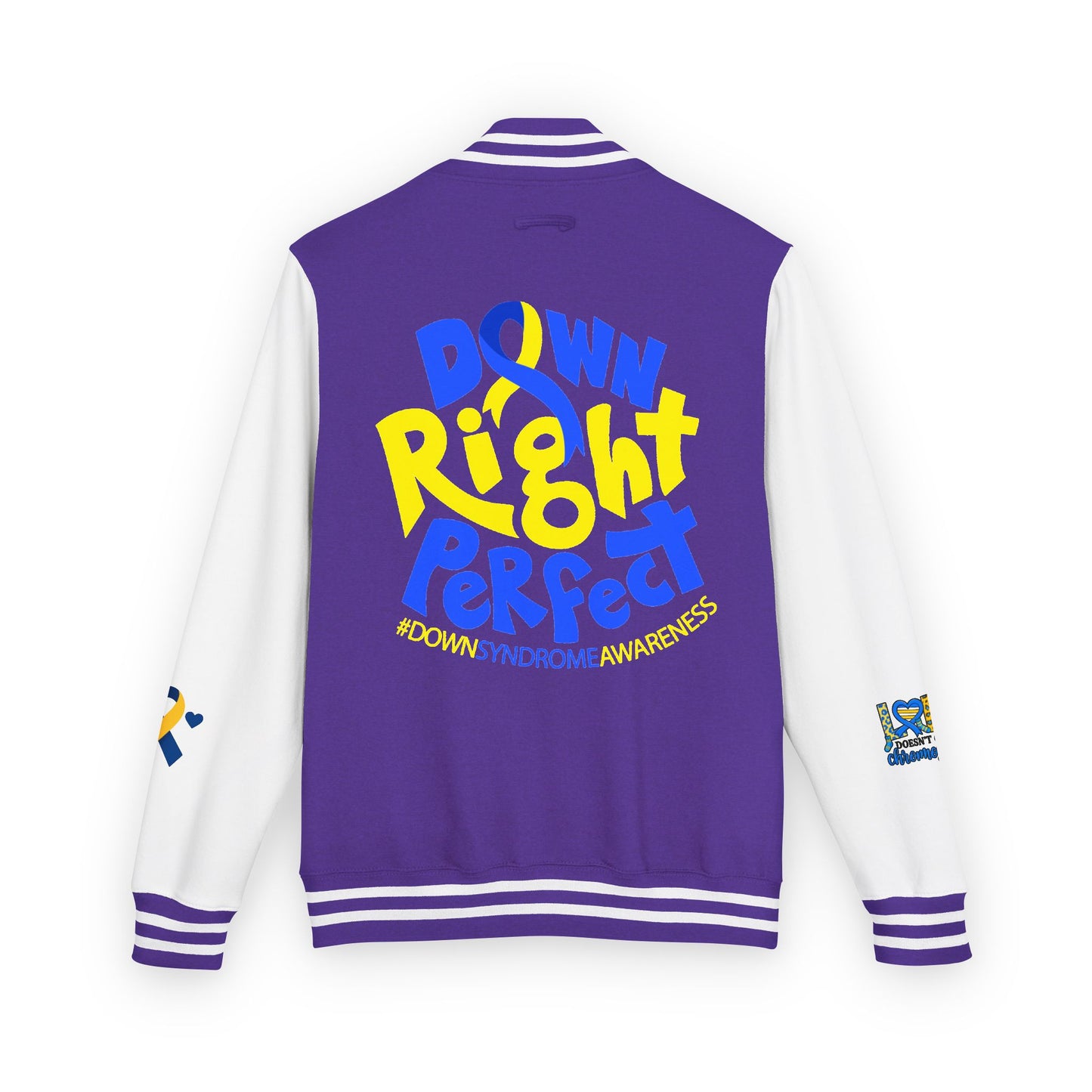 Down Syndrome Awareness - "Down Right Perfect!" - Unisex Heavyweight Letterman Jacket (Various Colors!)