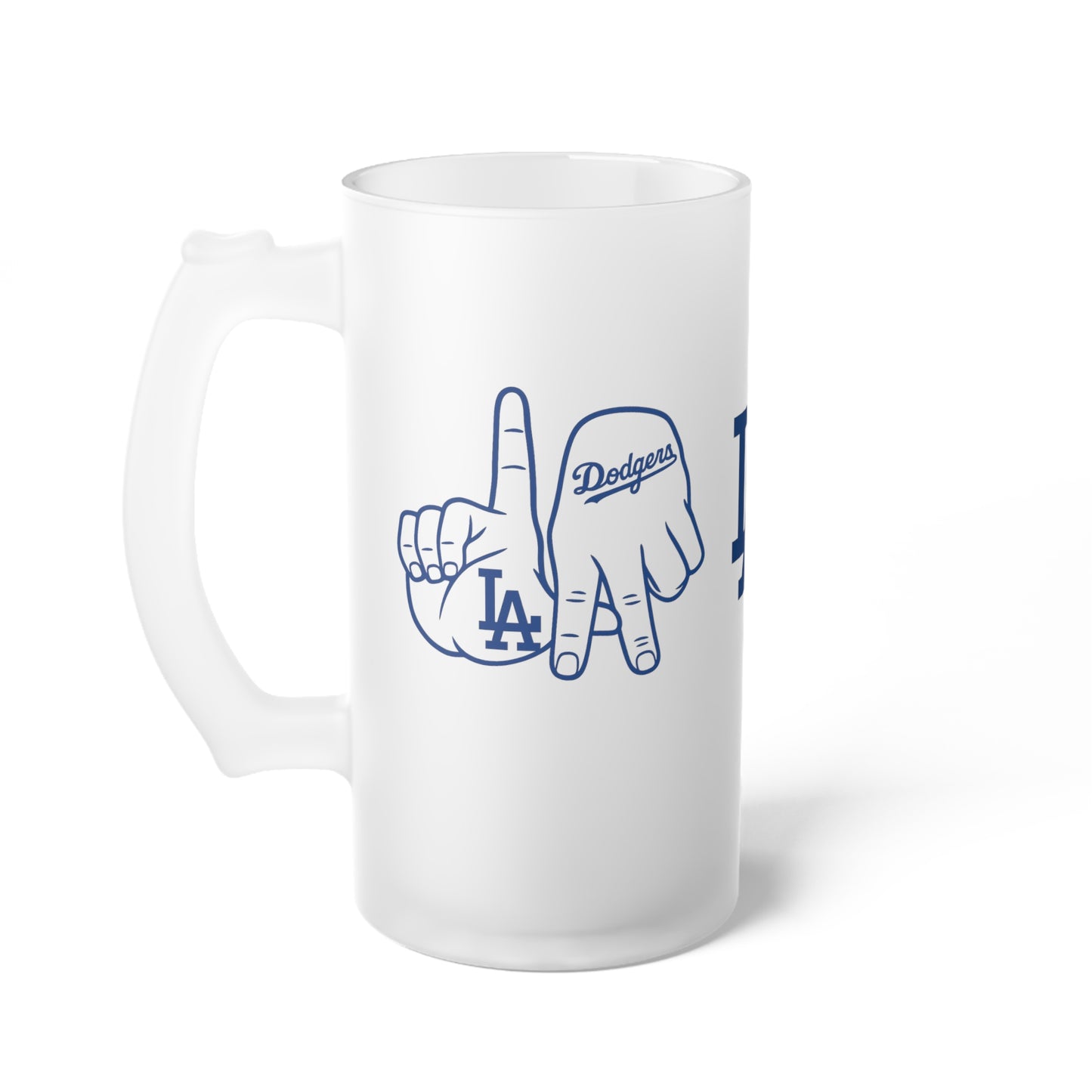 Custom Dodgers Frosted Glass Beer Mug – Perfect for Sports Fans and Celebrations