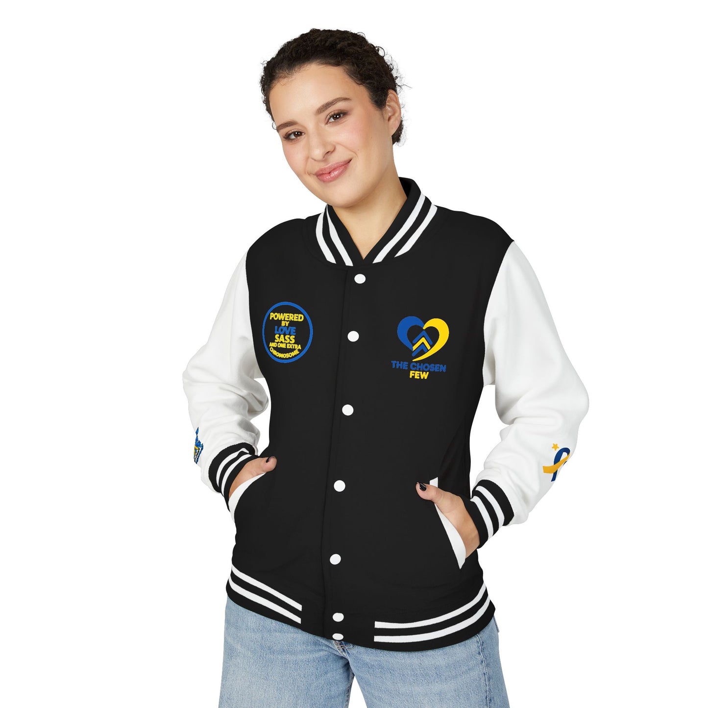 Down Syndrome Awareness - "Down Right Perfect!" - Unisex Heavyweight Letterman Jacket (Various Colors!)