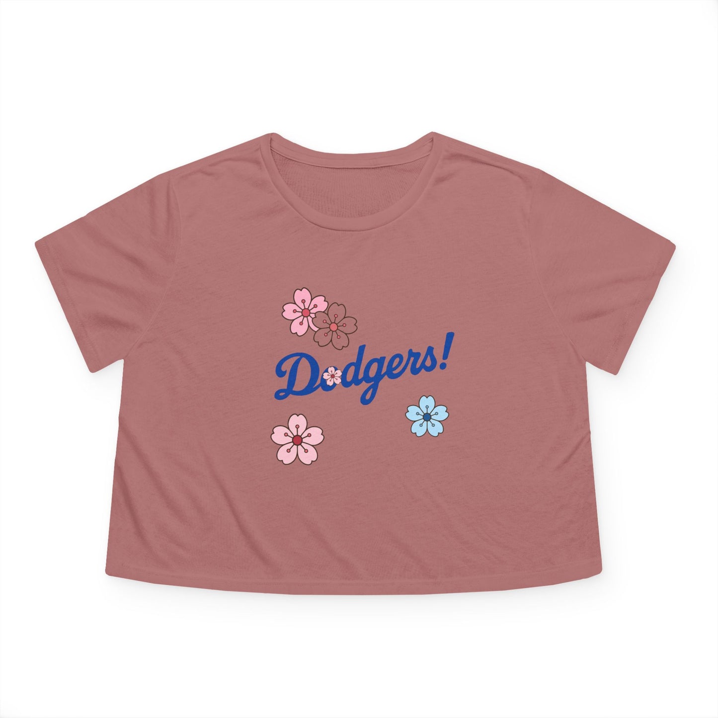 Women's Cherry Blossom Dodgers Cropped Tee - Casual Summer Style