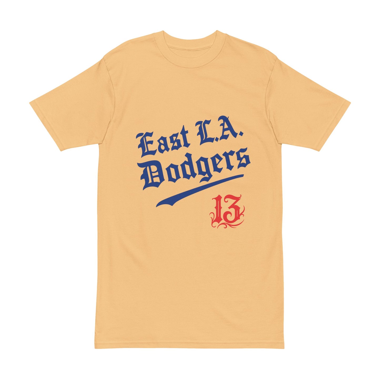 East L.A. Dodgers Men's Heavyweight Tee - Old English Font #13