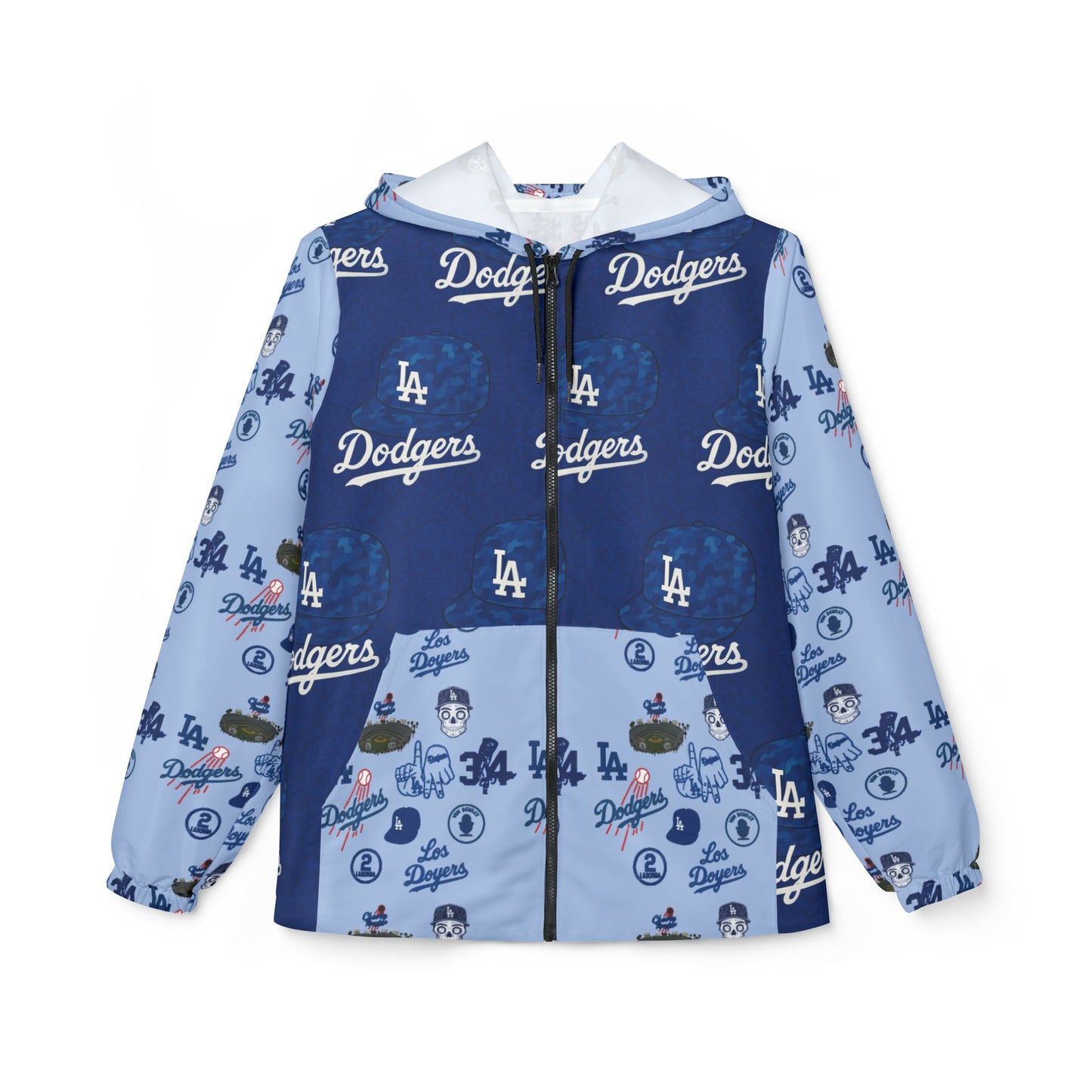 Los Angeles Dodgers "Dodger Blue & Brooklyn Blue Logos" Windbreaker Jacket - Original Design - Perfect for Game Days