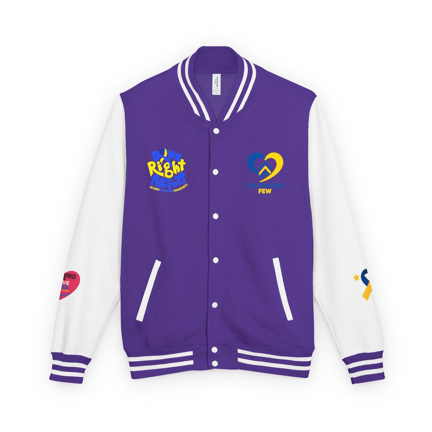 Down Syndrome Awareness - "Love Doesn't Count Chromosomes" - Unisex Heavyweight Letterman Jacket (Various Colors!)