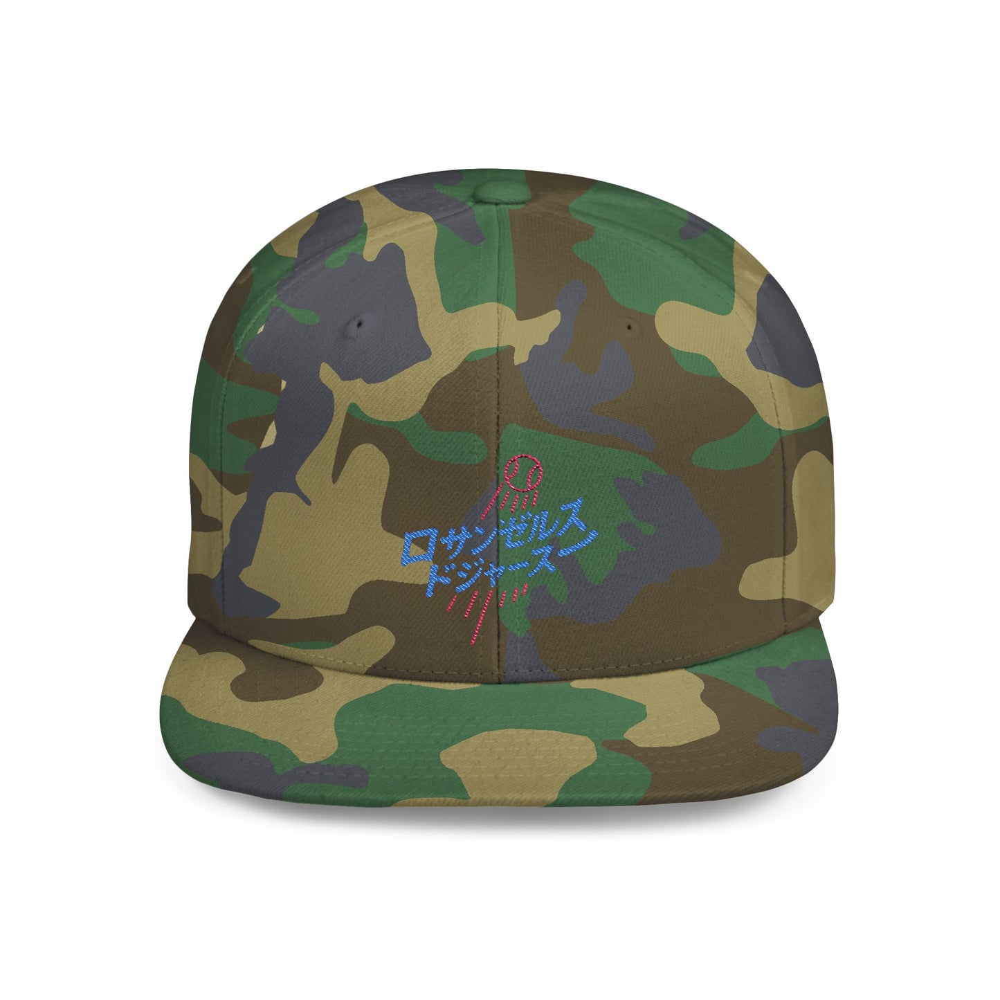 Japanese Text Los Angeles Dodgers Flat Bill Snapback Cap - Stylish and Casual
