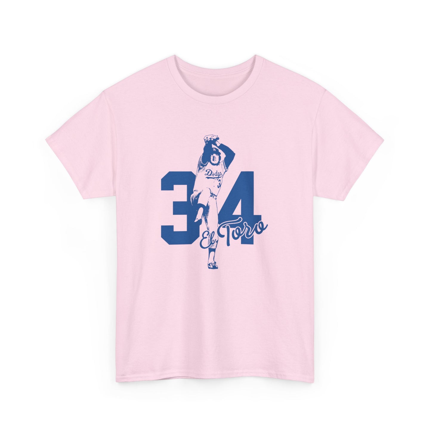 Unisex Fernando Valenzuela Heavy Cotton Tee - El Toro 34 Baseball Graphic Tee - Dodgers