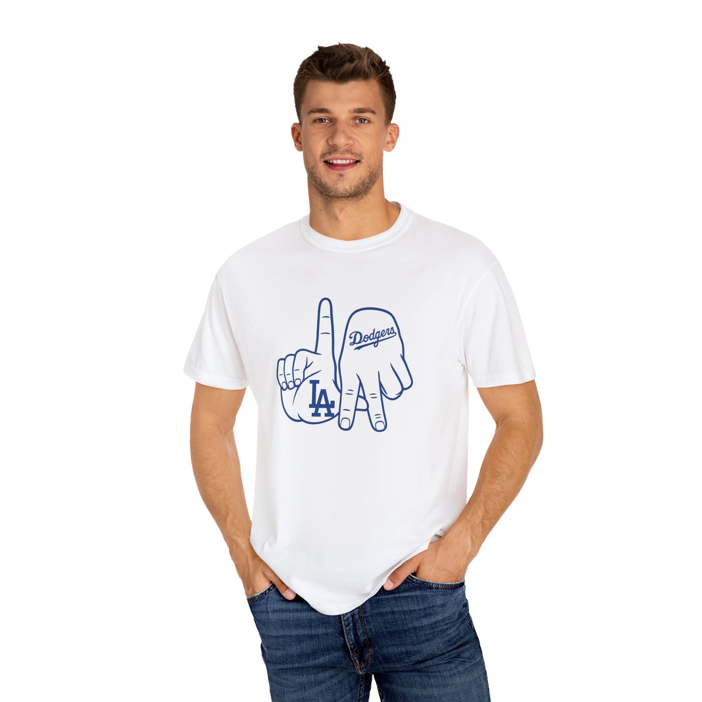 Dodgers Twisted Fingers Unisex Garment-Dyed Graphic T-Shirt - Perfect for Game Days & Casual Wear