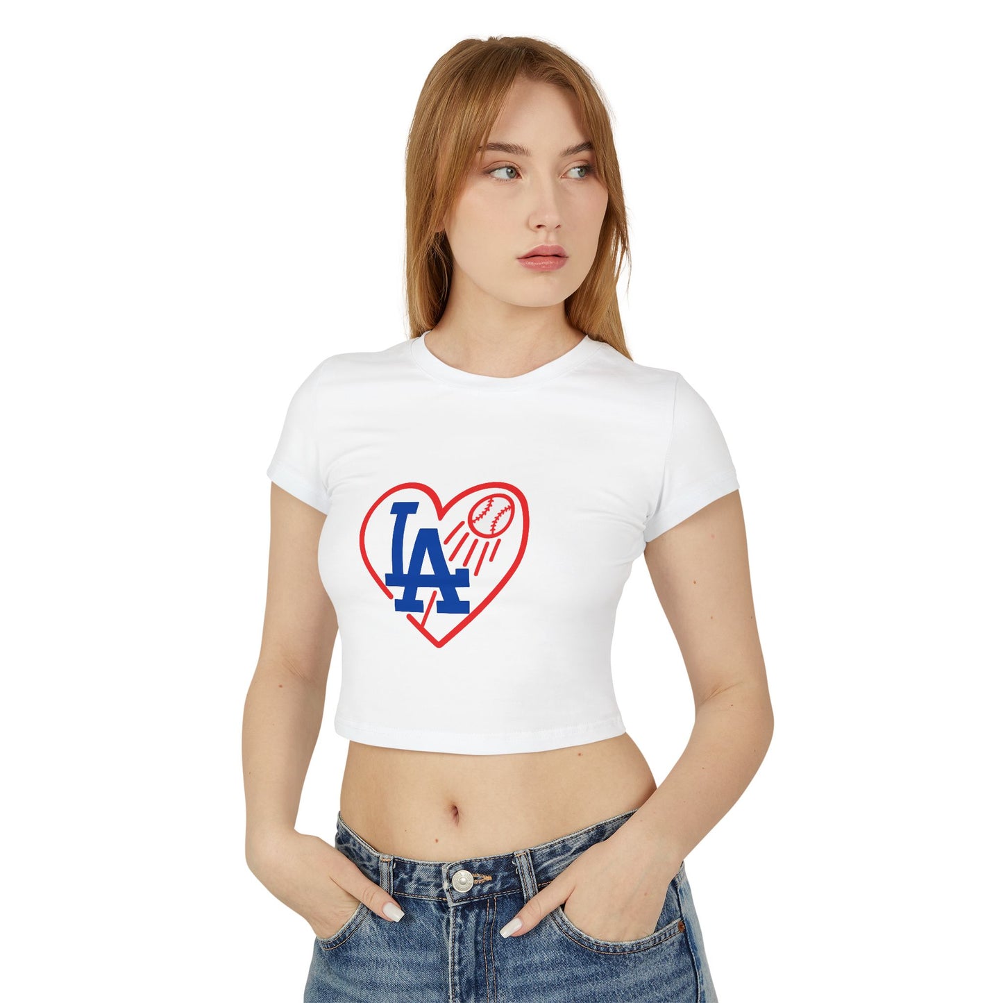 Women's L.A. Baseball Heart Sexy Tee - Cute Floral Design