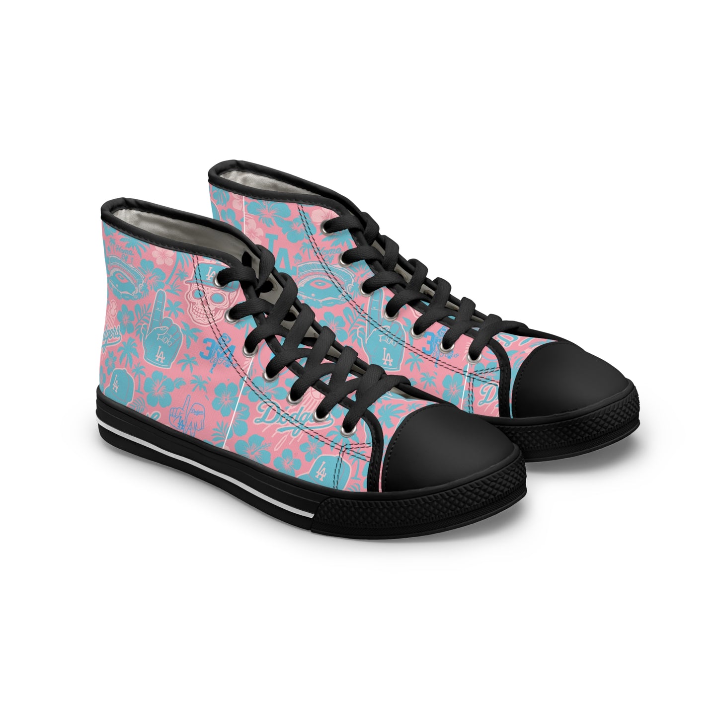 Dodgers Aloha Pink Pattern- Women's High Top Sneakers - Original Design
