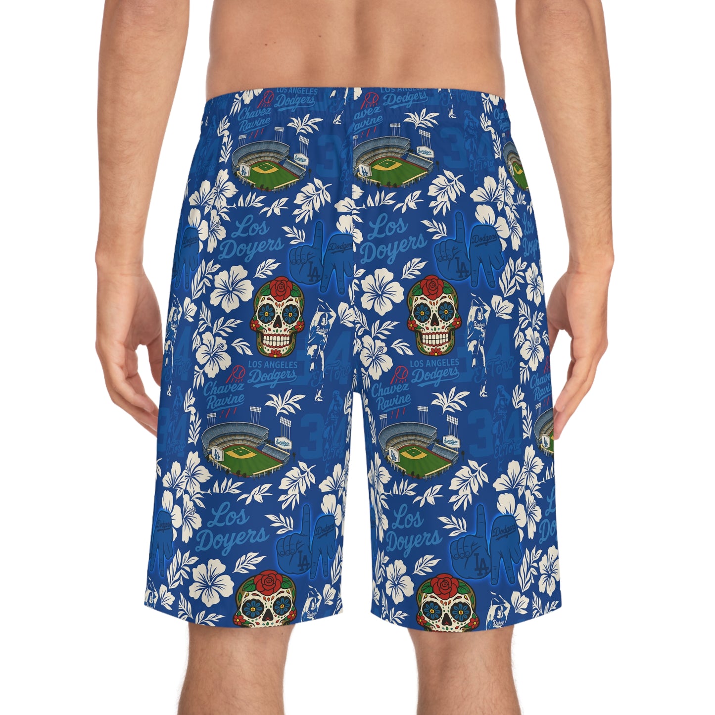Los Doyers Floral Hawaiian Men's Board Shorts - Perfect for Summer Beach Days