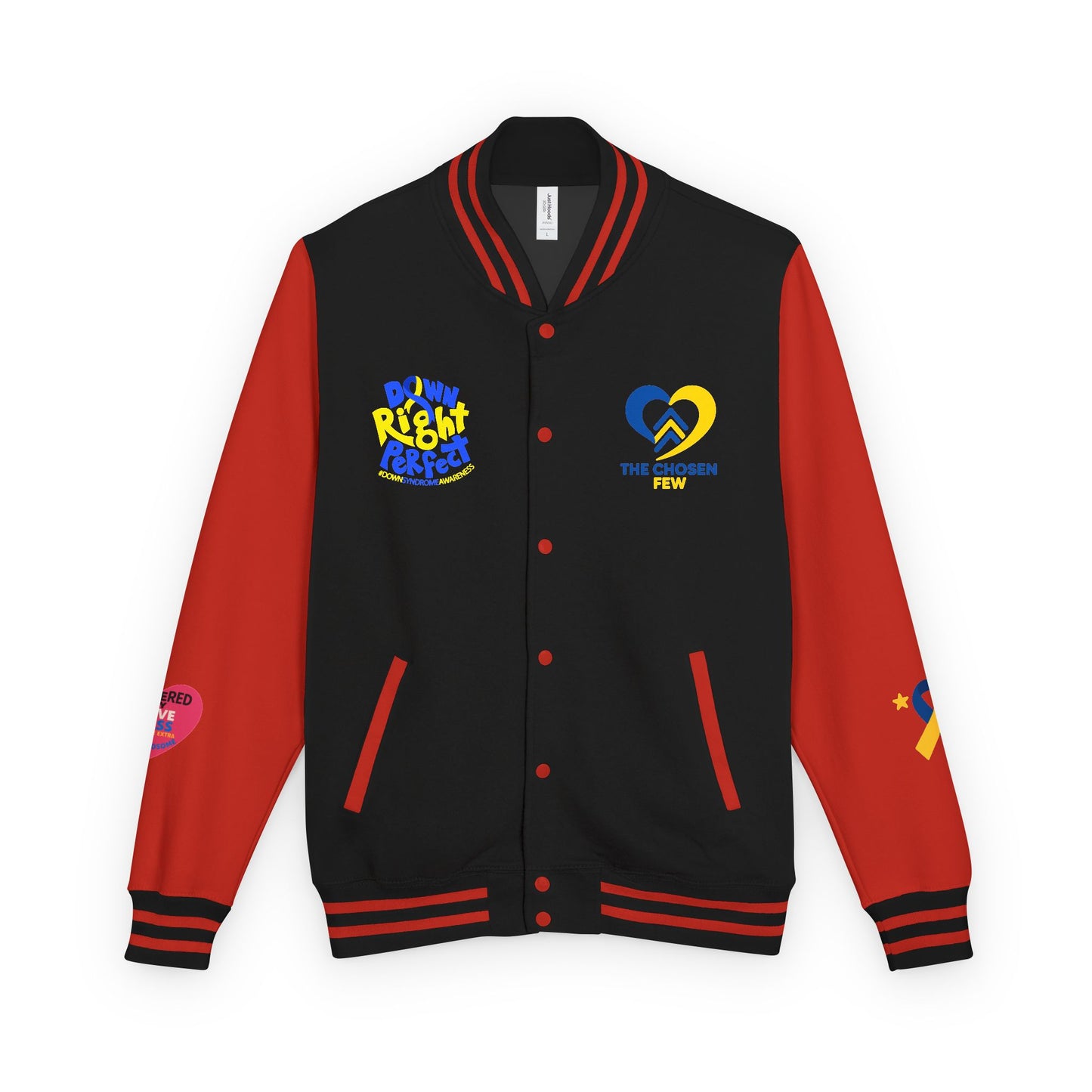 Down Syndrome Awareness - "Love Doesn't Count Chromosomes" - Unisex Heavyweight Letterman Jacket (Various Colors!)