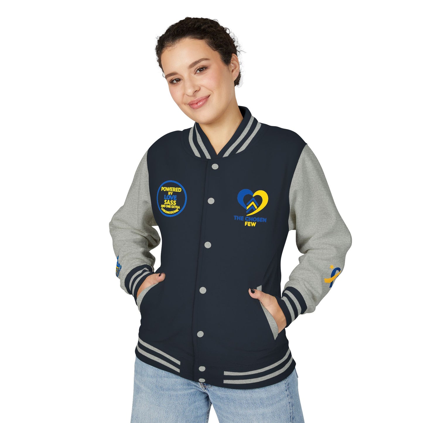 Down Syndrome Awareness - "Down Right Perfect!" - Unisex Heavyweight Letterman Jacket (Various Colors!)
