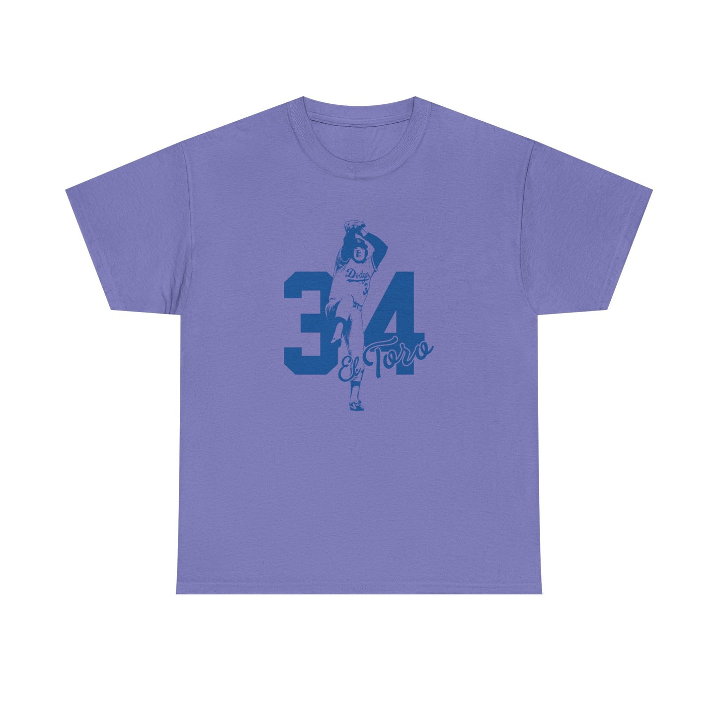 Unisex Fernando Valenzuela Heavy Cotton Tee - El Toro 34 Baseball Graphic Tee - Dodgers