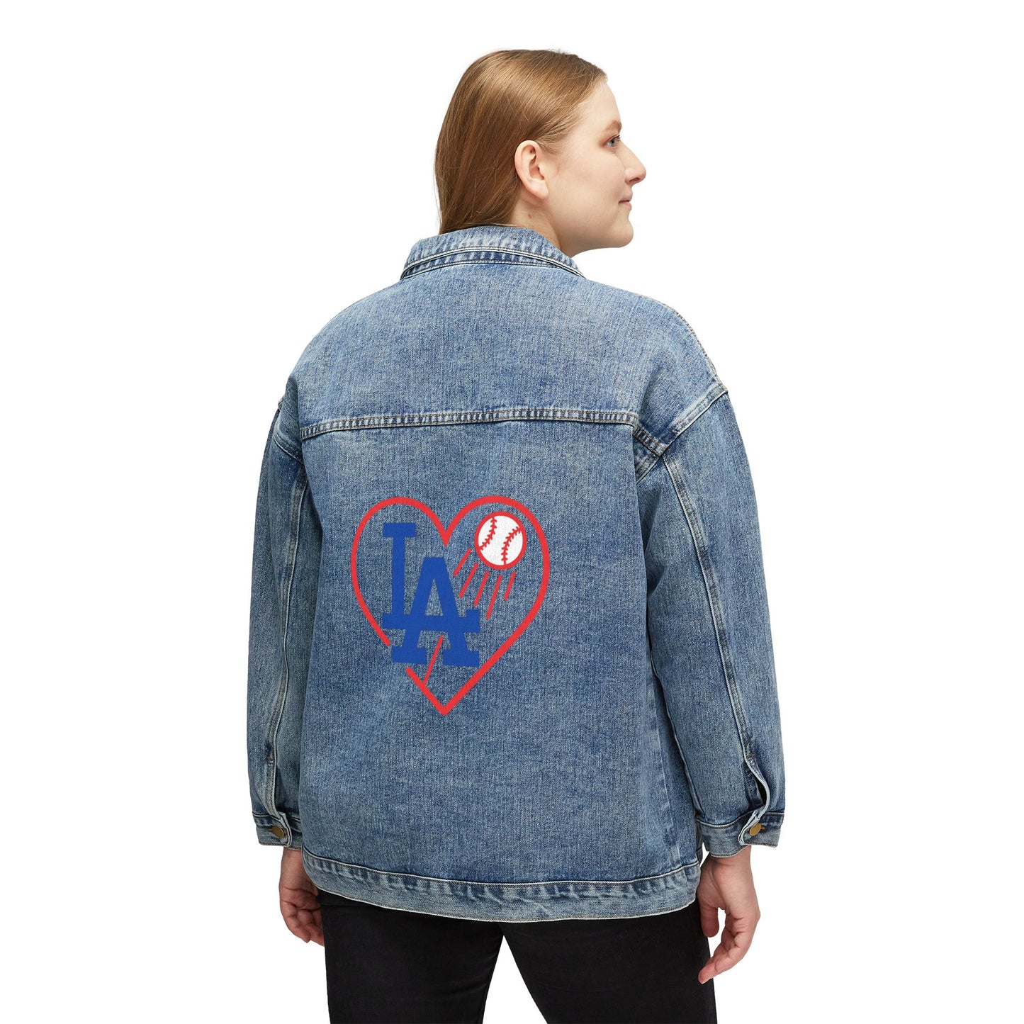 Women's Heart L.A. Denim Jacket - Casual Sportswear for Fans