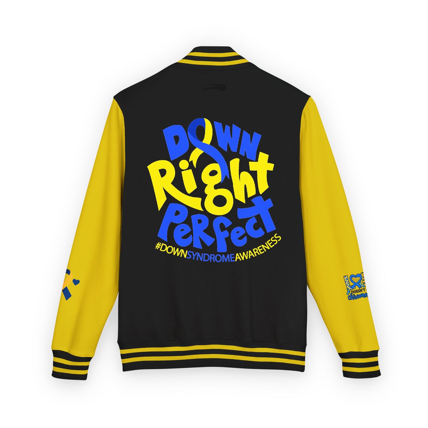 Down Syndrome Awareness - "Down Right Perfect!" - Unisex Heavyweight Letterman Jacket (Various Colors!)