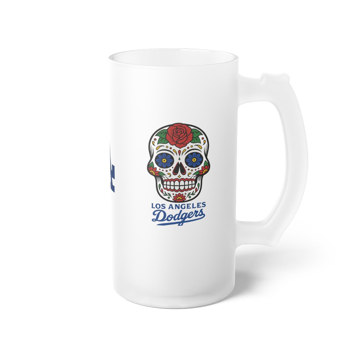 Custom Dodgers Frosted Glass Beer Mug – Perfect for Sports Fans and Celebrations