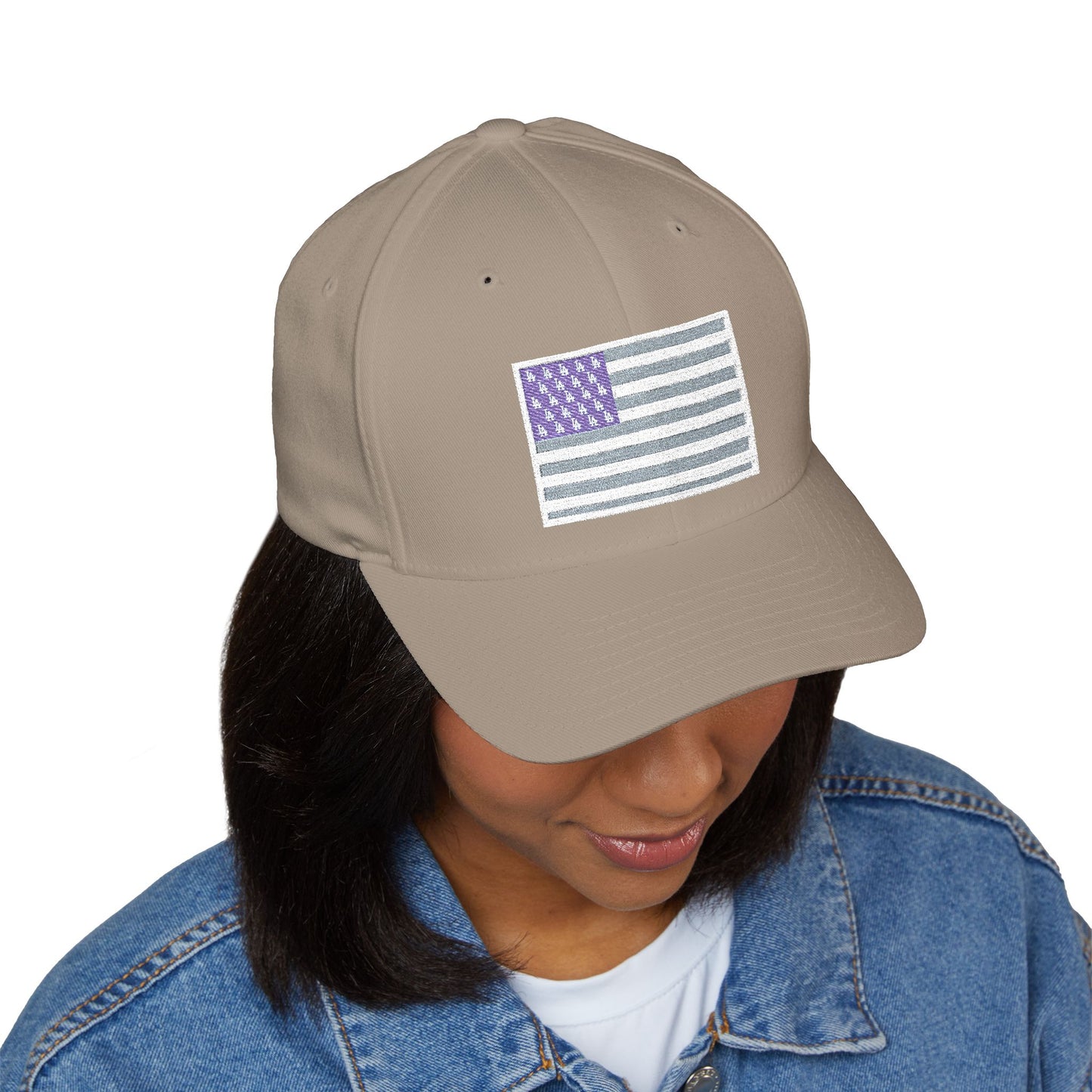 Dodgers American Flag with "LA" logo stars- Embroidered Baseball Cap - Original Design