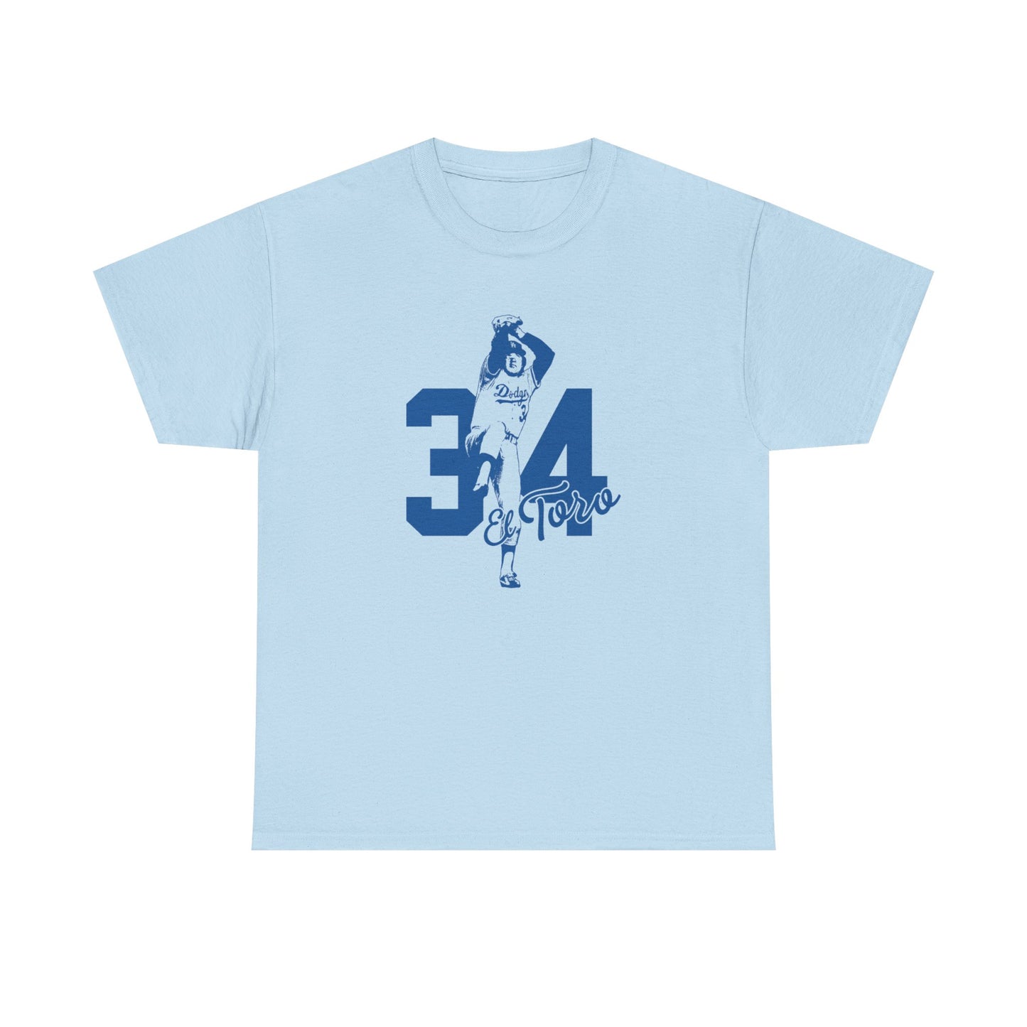 Unisex Fernando Valenzuela Heavy Cotton Tee - El Toro 34 Baseball Graphic Tee - Dodgers