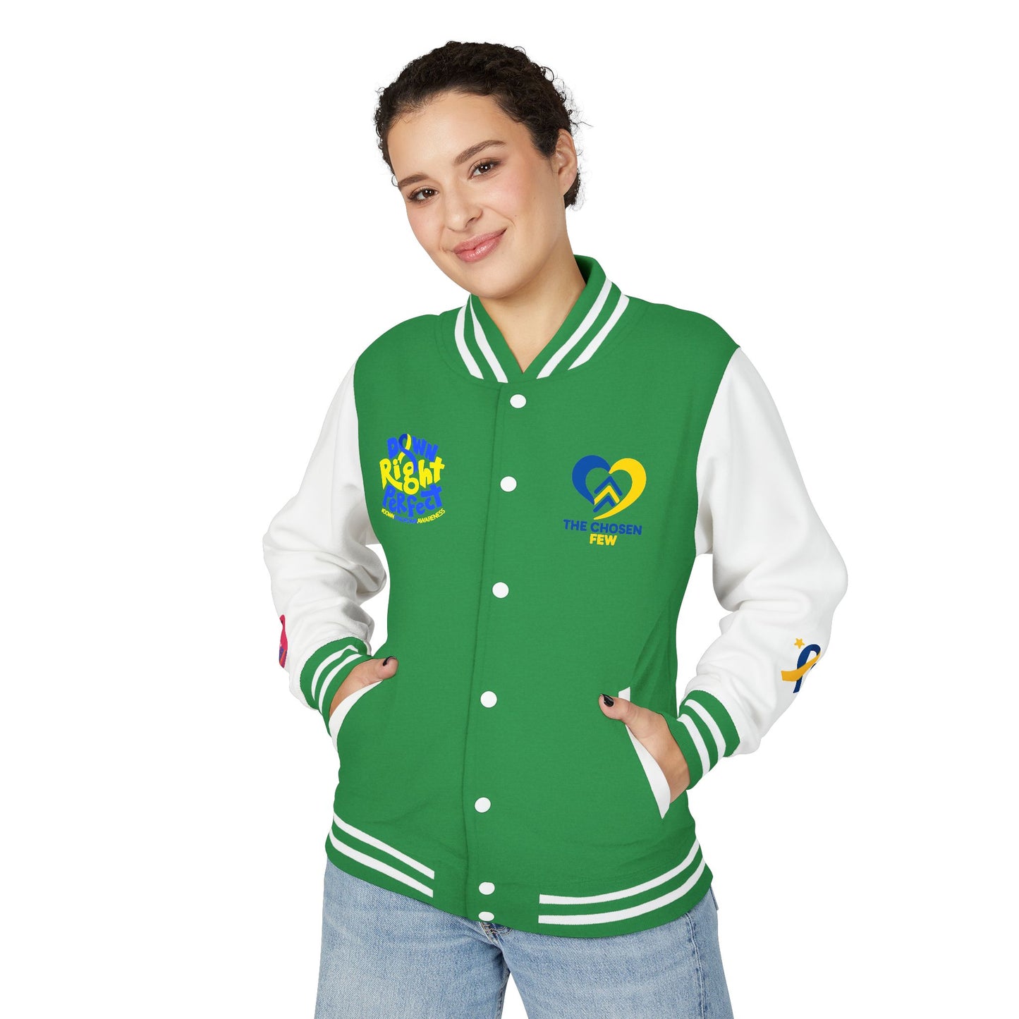 Down Syndrome Awareness - "Love Doesn't Count Chromosomes" - Unisex Heavyweight Letterman Jacket (Various Colors!)