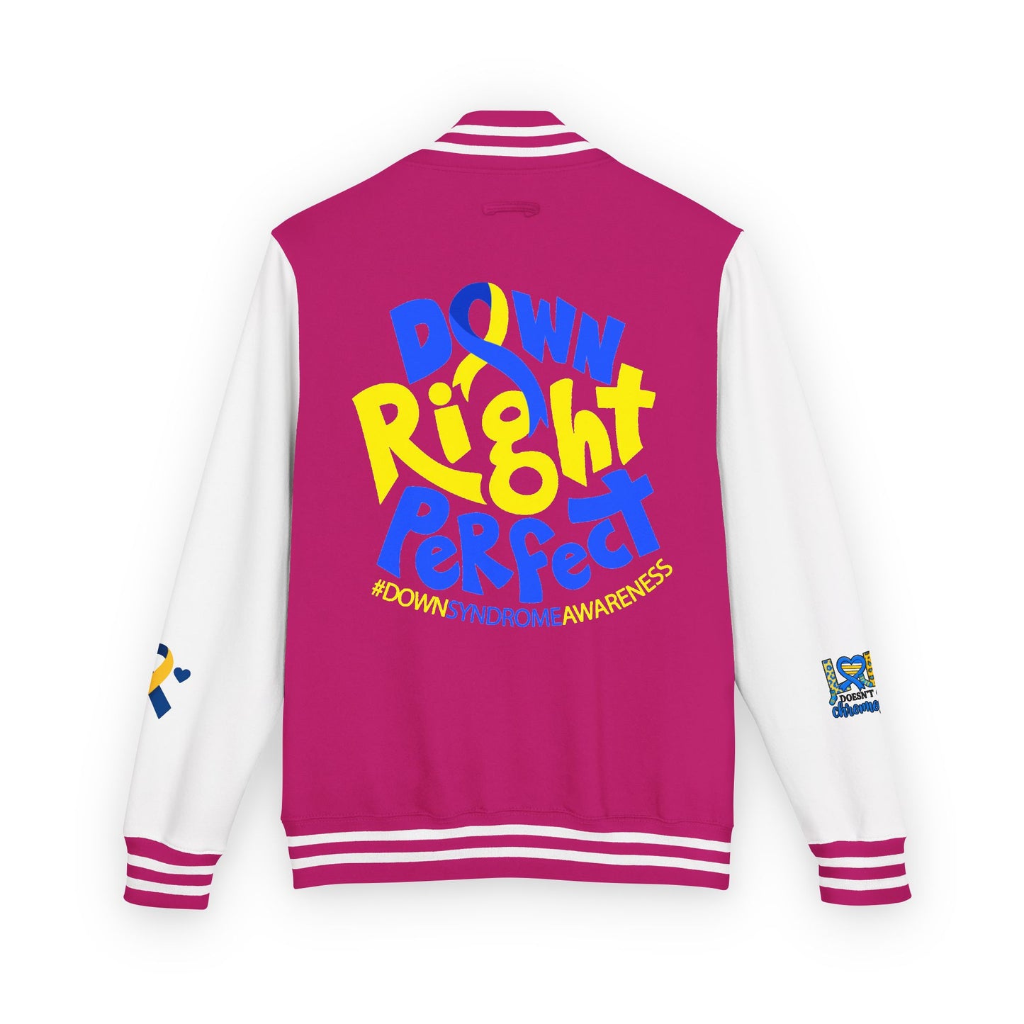 Down Syndrome Awareness - "Down Right Perfect!" - Unisex Heavyweight Letterman Jacket (Various Colors!)
