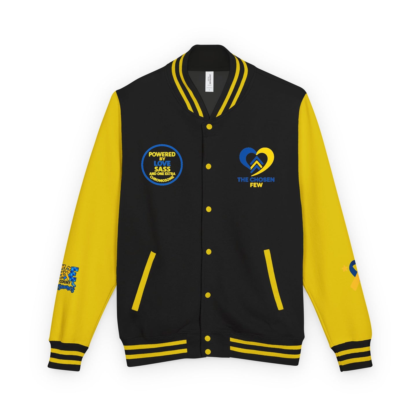 Down Syndrome Awareness - "Down Right Perfect!" - Unisex Heavyweight Letterman Jacket (Various Colors!)
