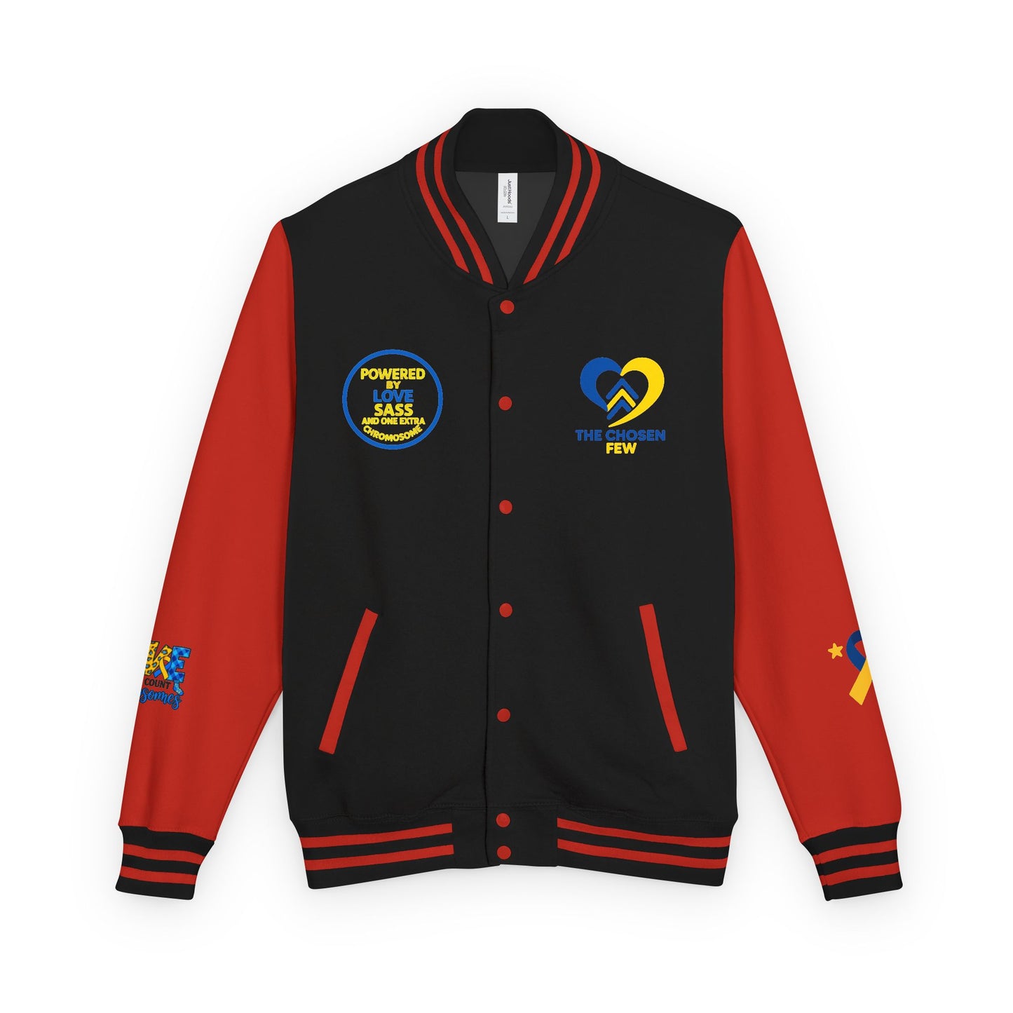 Down Syndrome Awareness - "Down Right Perfect!" - Unisex Heavyweight Letterman Jacket (Various Colors!)