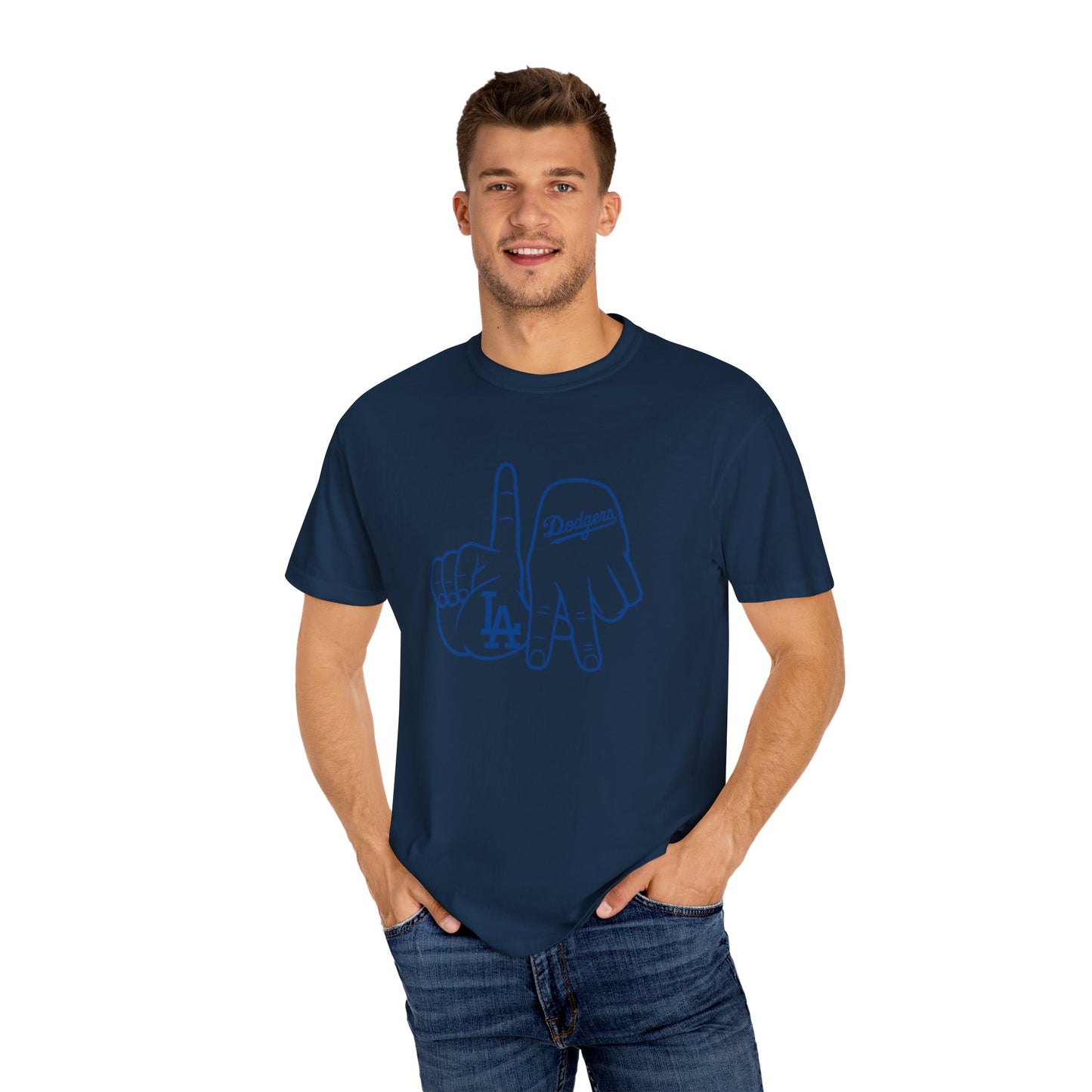 Dodgers Twisted Fingers Unisex Garment-Dyed Graphic T-Shirt - Perfect for Game Days & Casual Wear