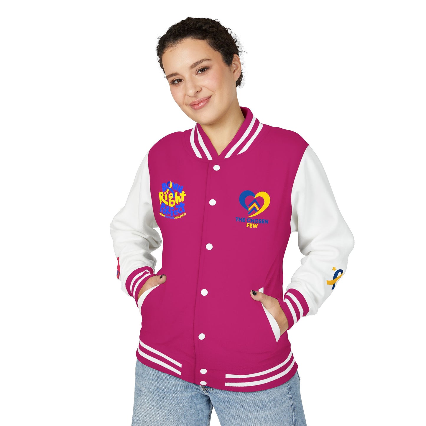 Down Syndrome Awareness - "Love Doesn't Count Chromosomes" - Unisex Heavyweight Letterman Jacket (Various Colors!)