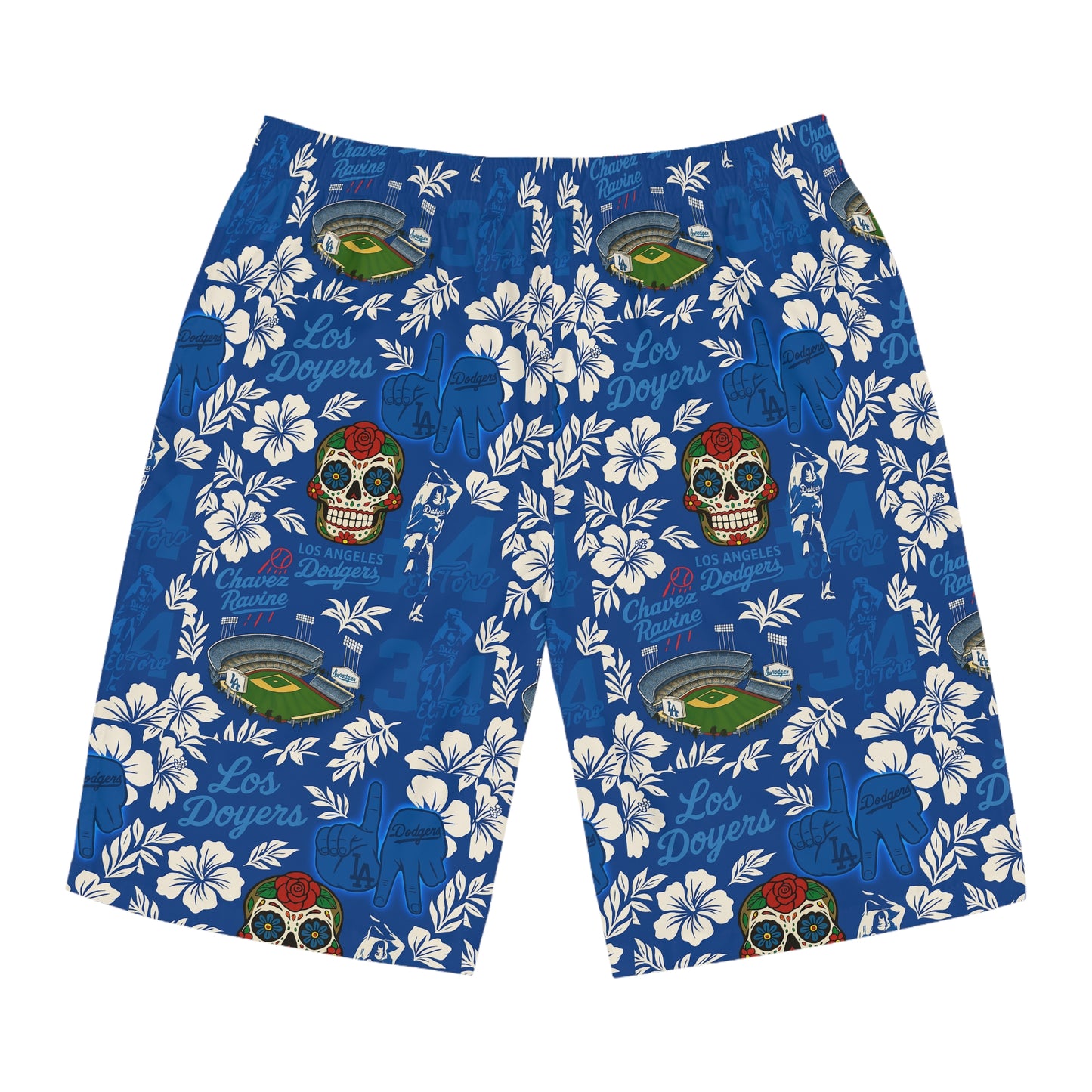 Los Doyers Floral Hawaiian Men's Board Shorts - Perfect for Summer Beach Days