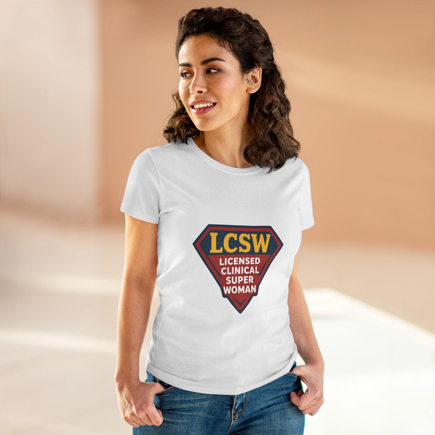 LCSW = Licensed Clinical Super Woman Tee – Saving the World, One Session at a Time Women's Midweight Cotton T-Shirt - Social Work