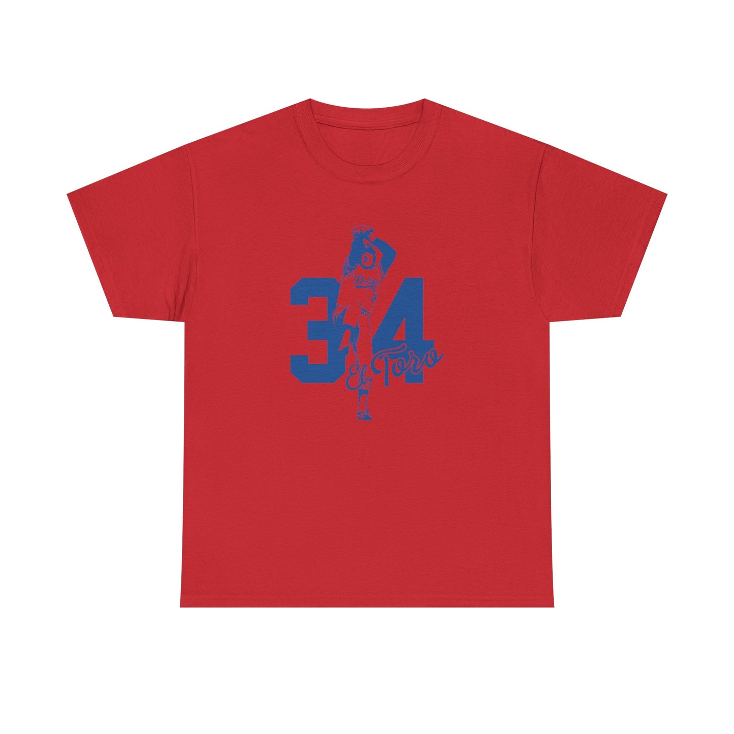 Unisex Fernando Valenzuela Heavy Cotton Tee - El Toro 34 Baseball Graphic Tee - Dodgers