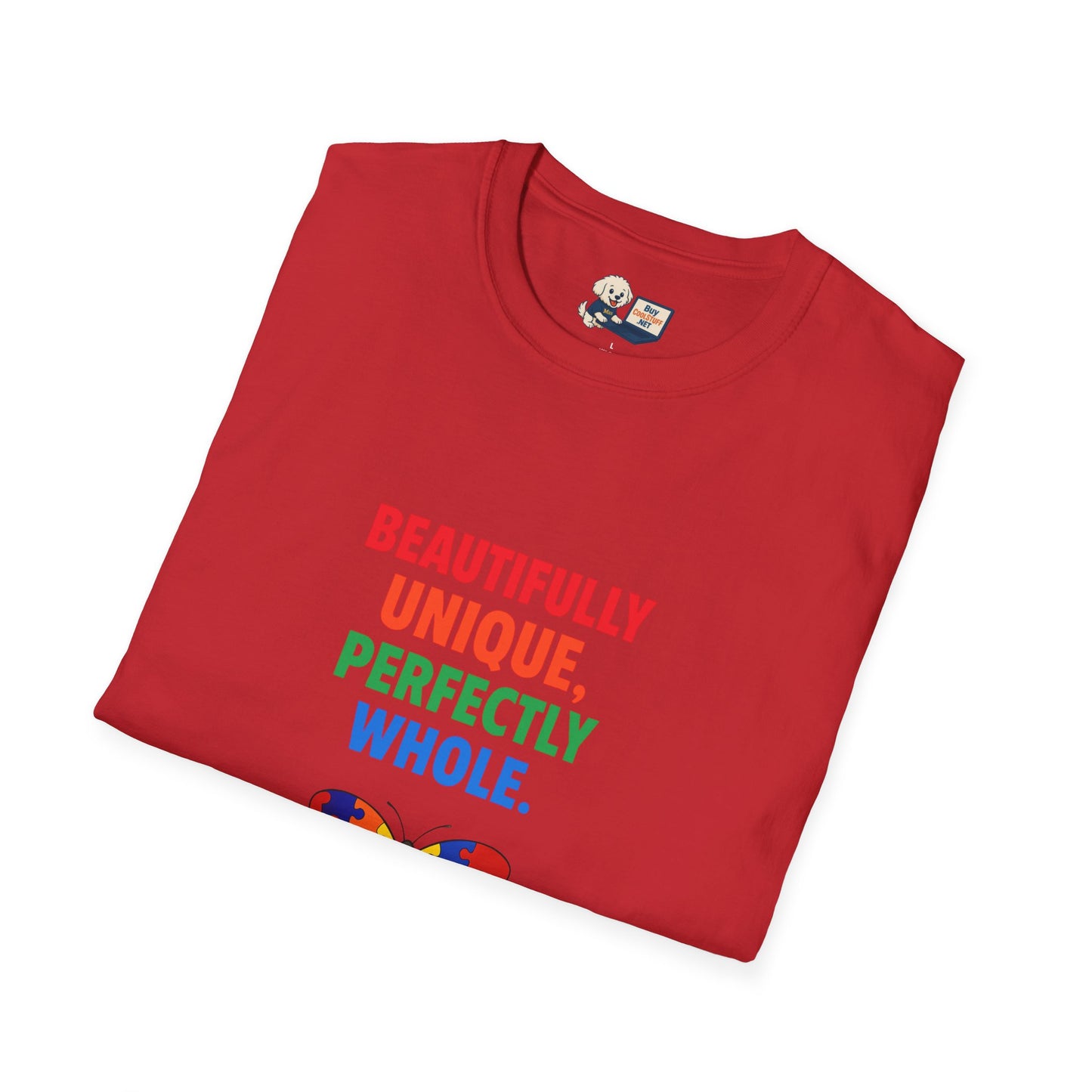 Autism Awareness - "Rainbow Puzzle Piece Butterfly" - Unisex Softstyle T-Shirt (Various Colors)