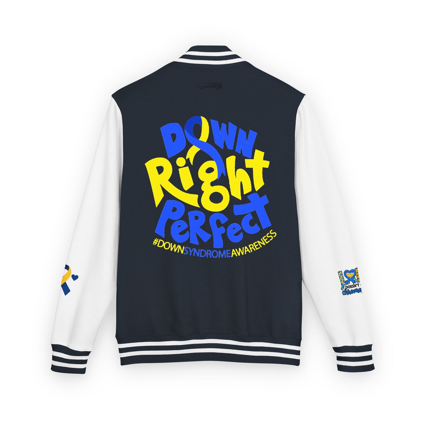 Down Syndrome Awareness - "Down Right Perfect!" - Unisex Heavyweight Letterman Jacket (Various Colors!)