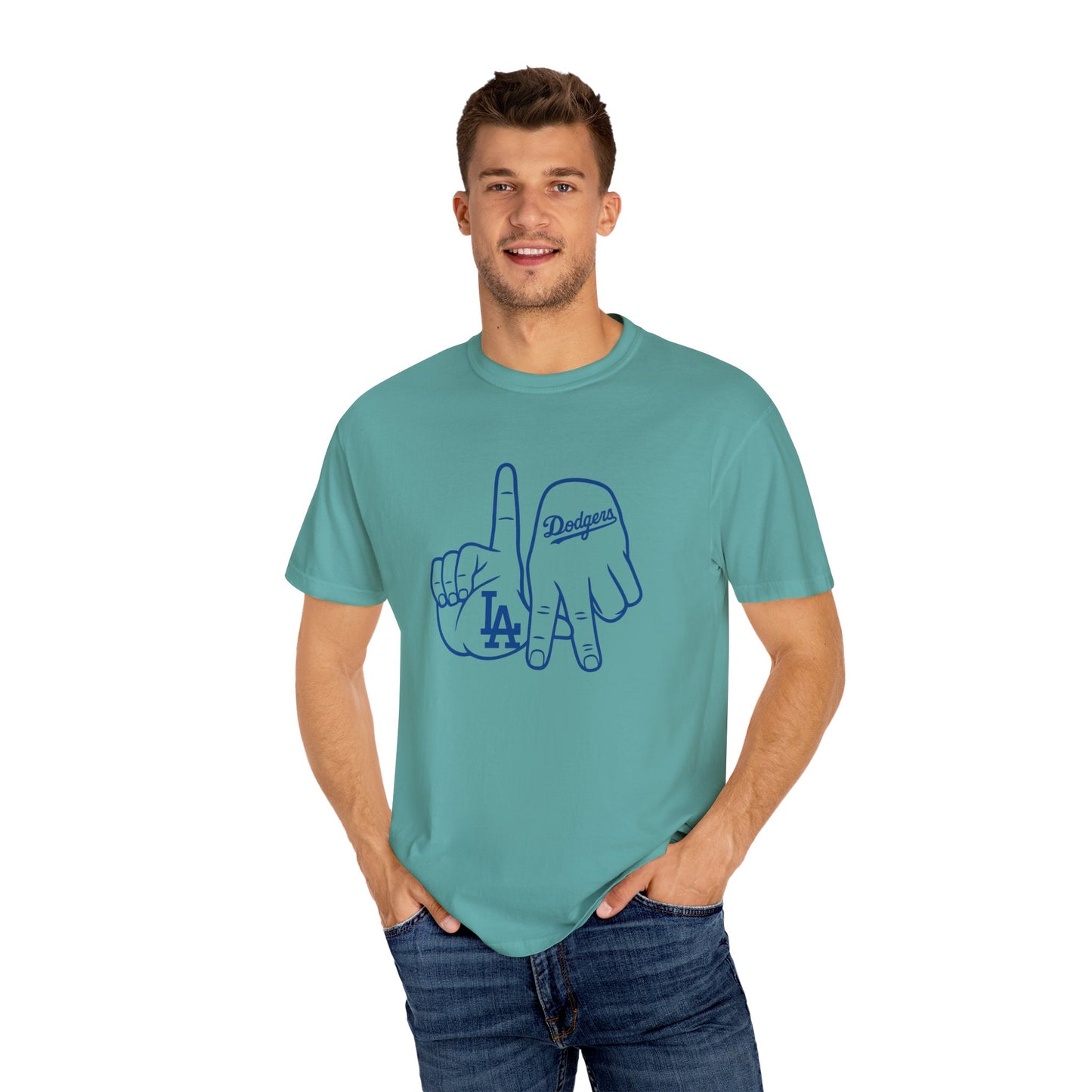 Dodgers Twisted Fingers Unisex Garment-Dyed Graphic T-Shirt - Perfect for Game Days & Casual Wear
