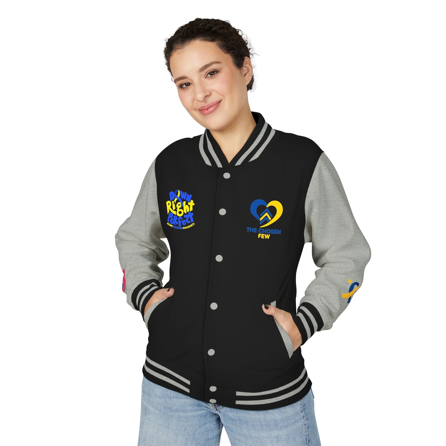 Down Syndrome Awareness - "Love Doesn't Count Chromosomes" - Unisex Heavyweight Letterman Jacket (Various Colors!)