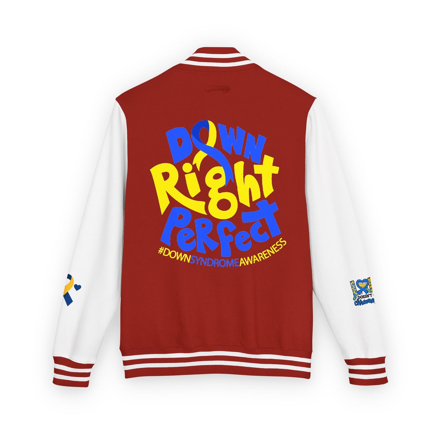Down Syndrome Awareness - "Down Right Perfect!" - Unisex Heavyweight Letterman Jacket (Various Colors!)