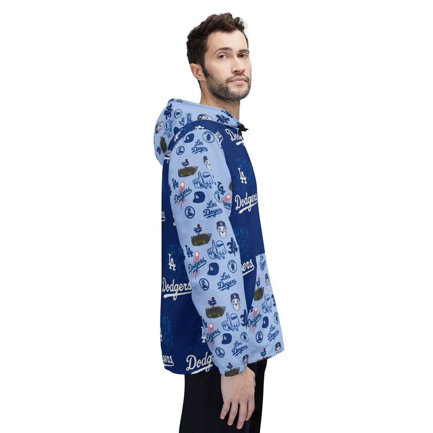 Los Angeles Dodgers "Dodger Blue & Brooklyn Blue Logos" Windbreaker Jacket - Original Design - Perfect for Game Days