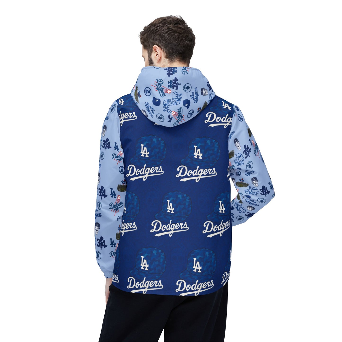 Los Angeles Dodgers "Dodger Blue & Brooklyn Blue Logos" Windbreaker Jacket - Original Design - Perfect for Game Days