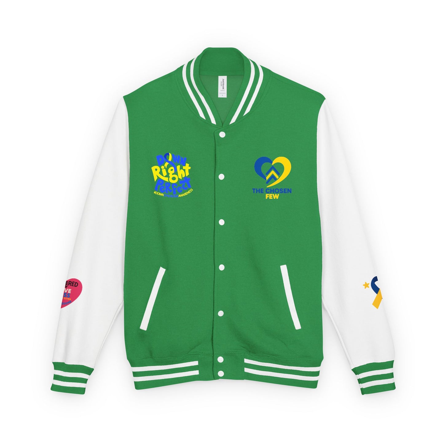 Down Syndrome Awareness - "Love Doesn't Count Chromosomes" - Unisex Heavyweight Letterman Jacket (Various Colors!)