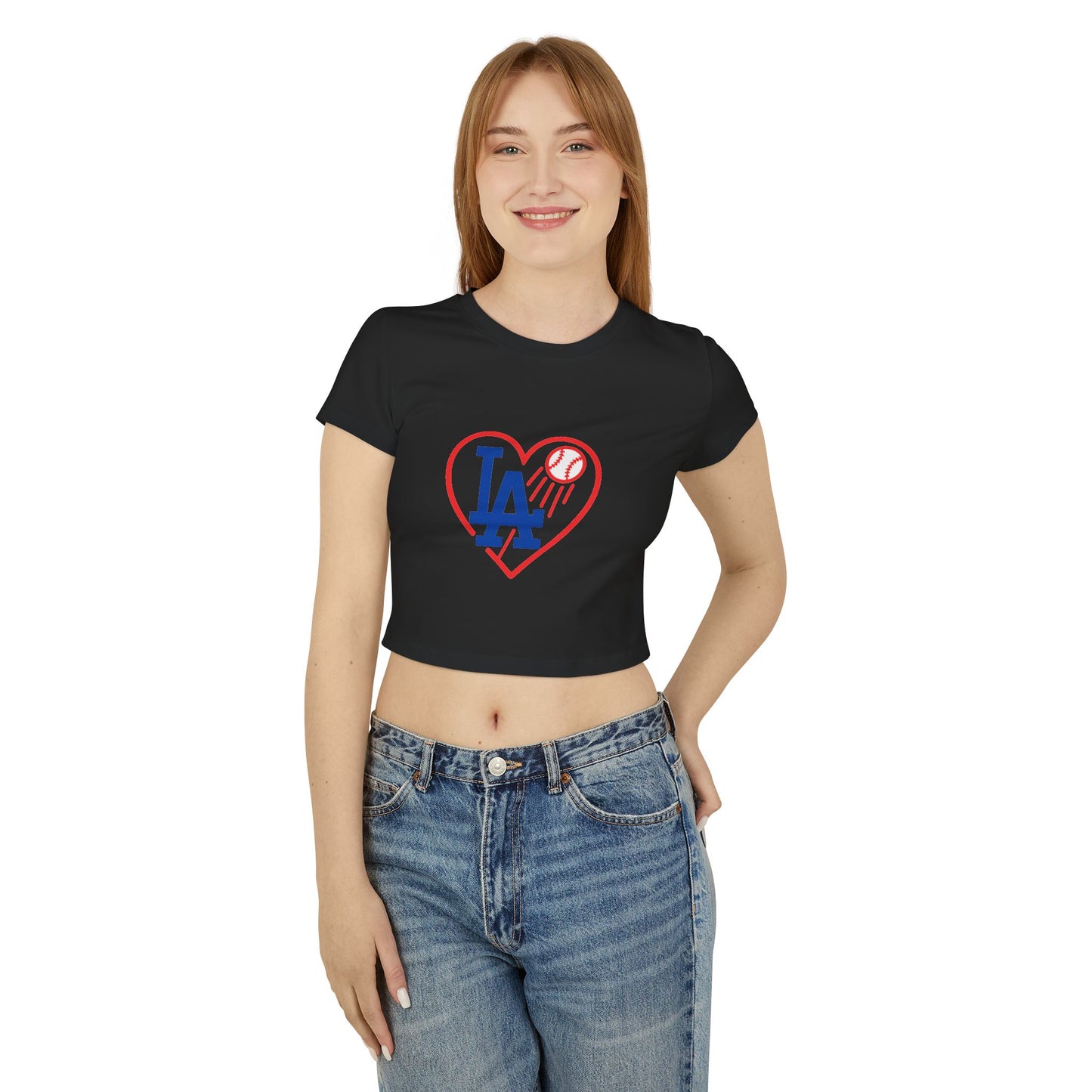 Women's L.A. Baseball Heart Sexy Tee - Cute Floral Design