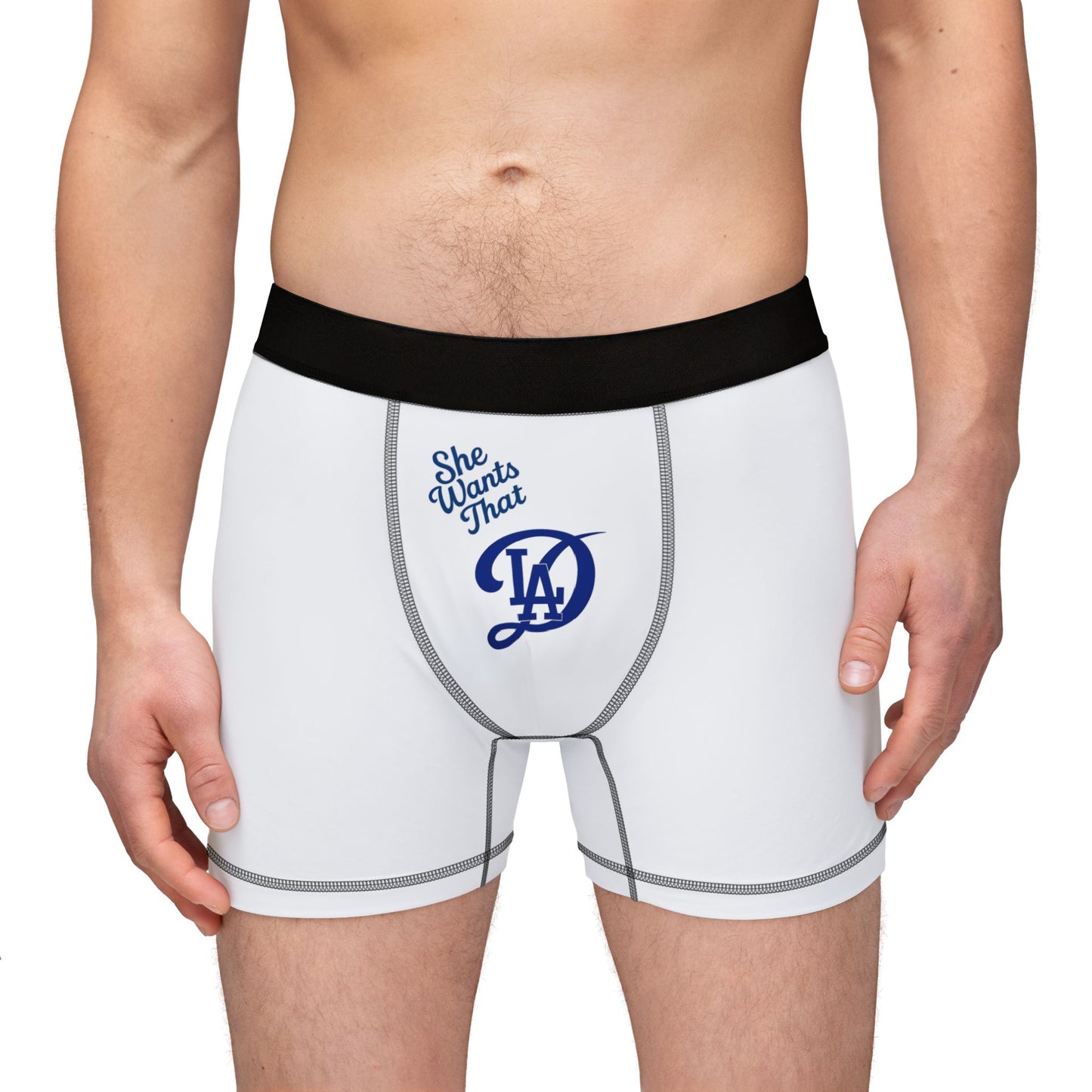 Men's Dodgers Boxers - Fun 'She Wants That D' - Underwear for real Dodger fans!