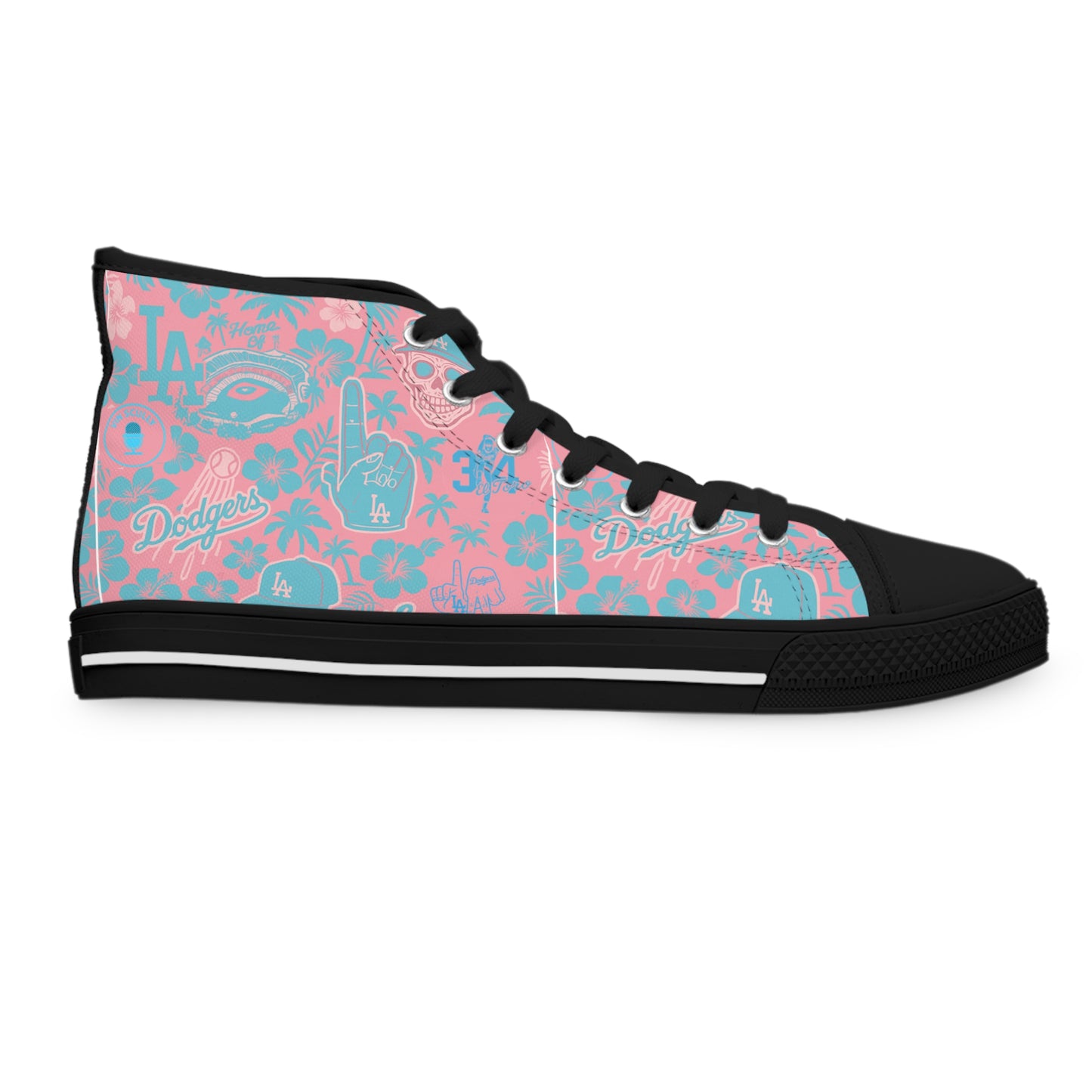 Dodgers Aloha Pink Pattern- Women's High Top Sneakers - Original Design