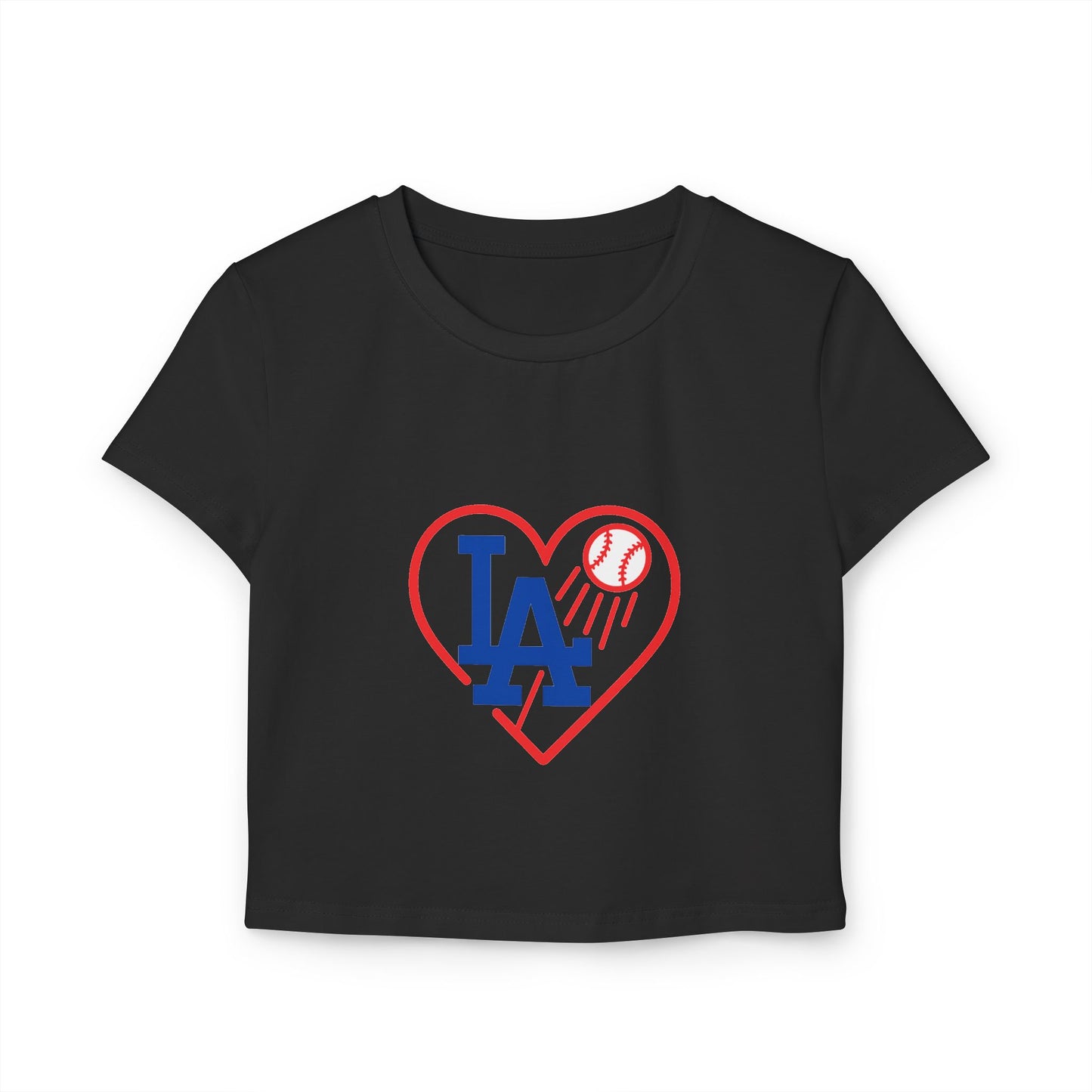 Women's L.A. Baseball Heart Sexy Tee - Cute Floral Design