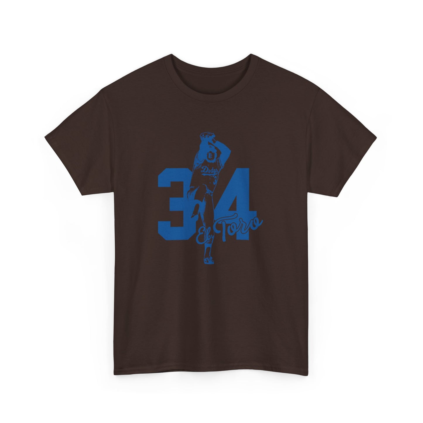 Unisex Fernando Valenzuela Heavy Cotton Tee - El Toro 34 Baseball Graphic Tee - Dodgers