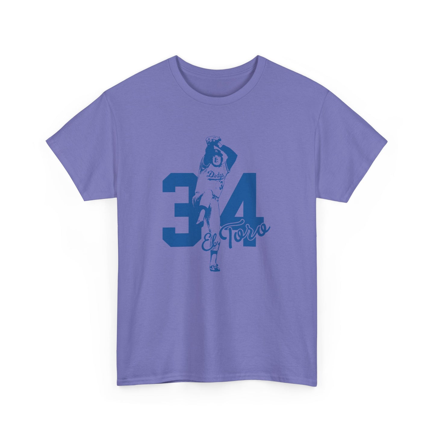 Unisex Fernando Valenzuela Heavy Cotton Tee - El Toro 34 Baseball Graphic Tee - Dodgers